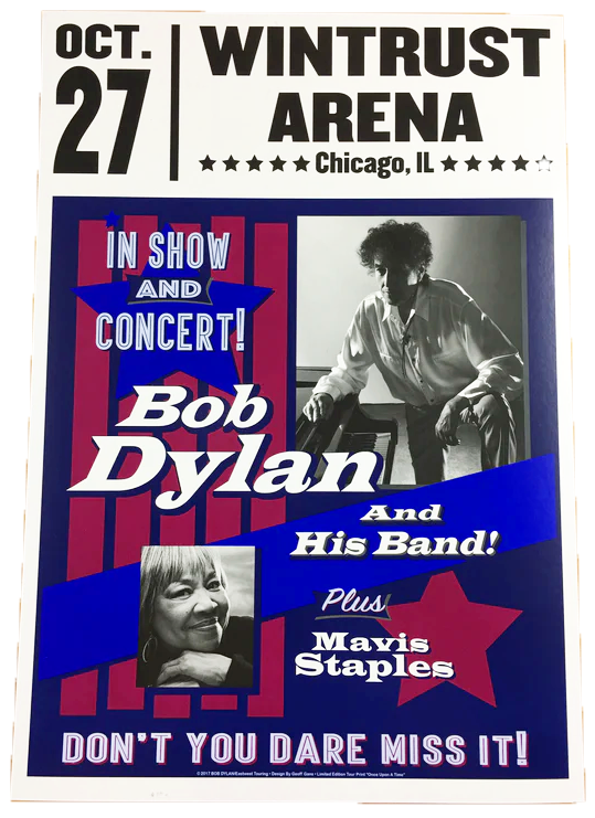 Bob Dylan Wintrust Arena Chicago 10/27/2017 Red Edition Show Poster Geoff Gans