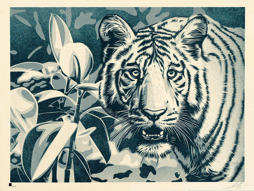 Shepard Fairey Grace and Power Under Pressure Blue Tiger Screen Print xx/300