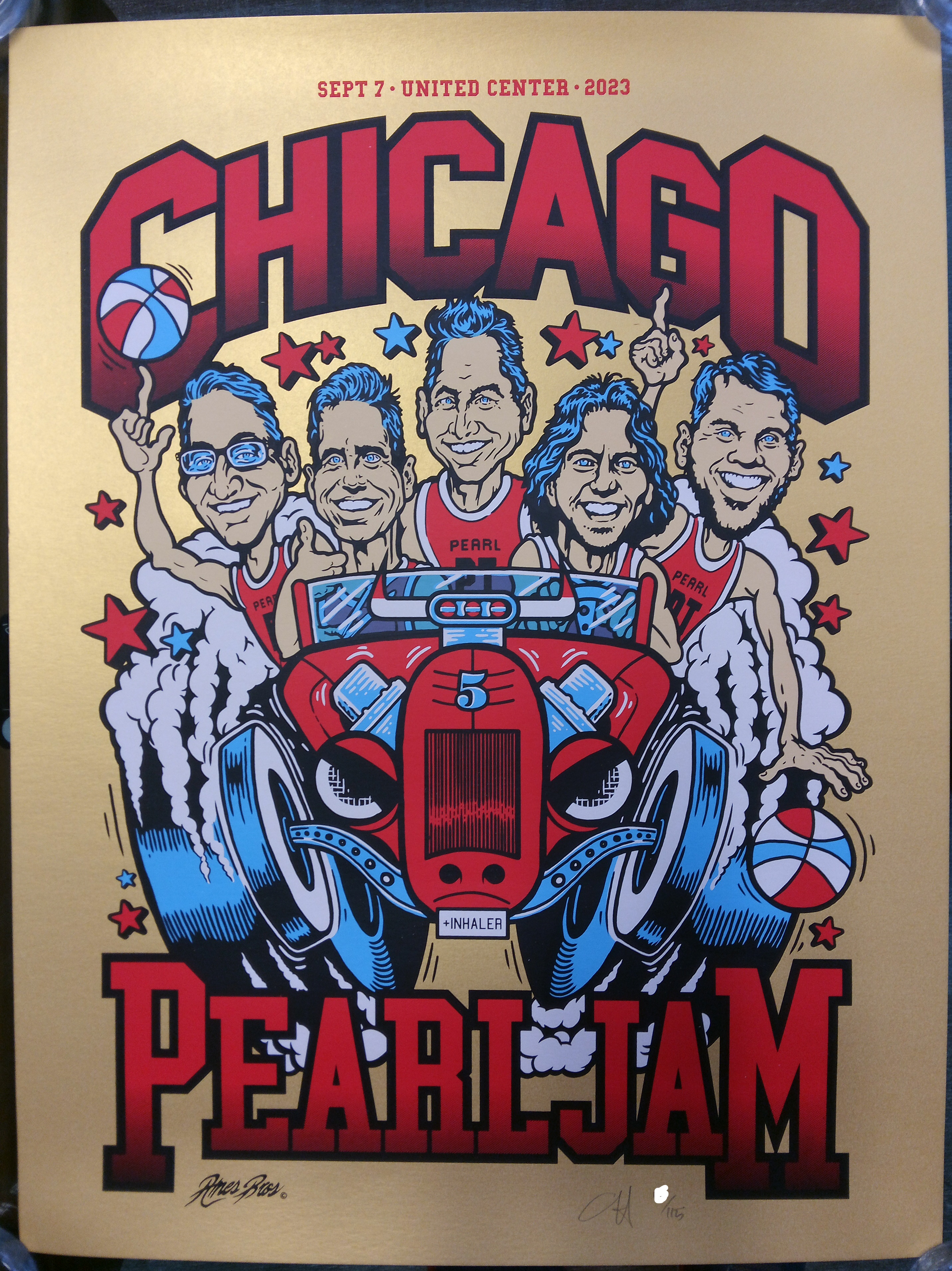 Ames Bros Pearl Jam Chicago-Night 2 SuperGold Variant Poster s/n 9/7/2023
