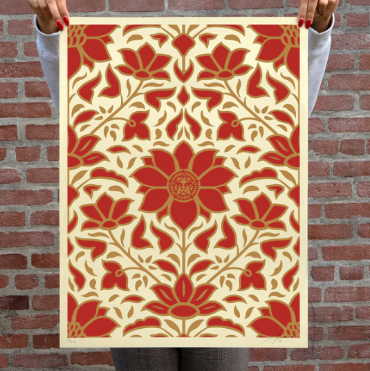 Shepard Fairey Obey Deco Floral Pattern Red xxx/275 s/n
