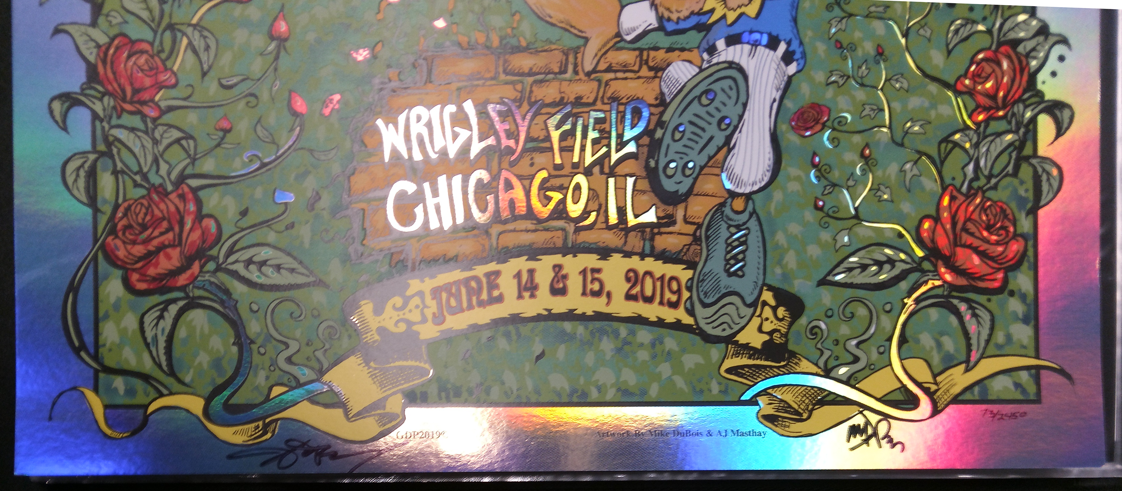 AJ Masthay & Mike Dubois Dead & Company Wrigley Field 2019 Foil Screen Print Grateful Dead xx/2450