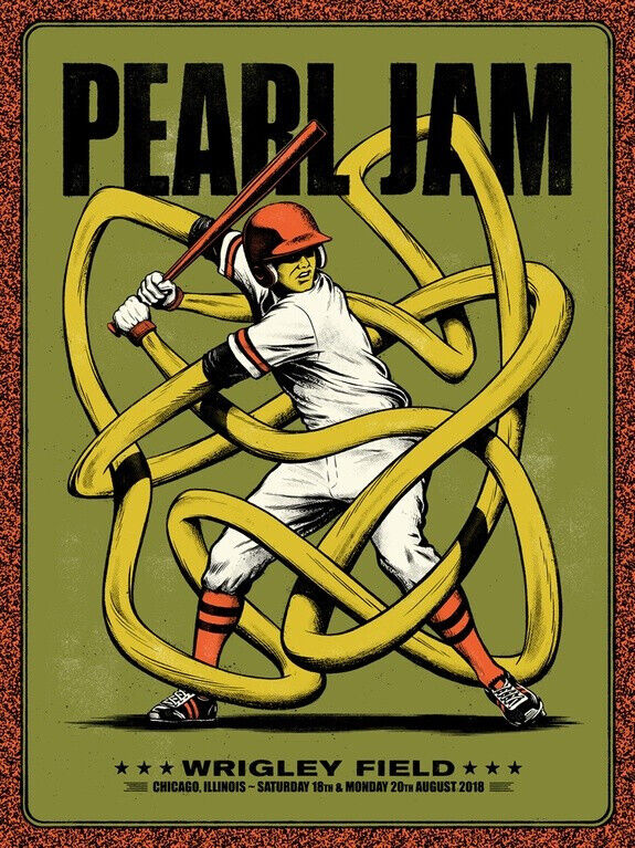 Andrew Fairclough Pearl Jam Wrigley Field 2018 Screenprint
