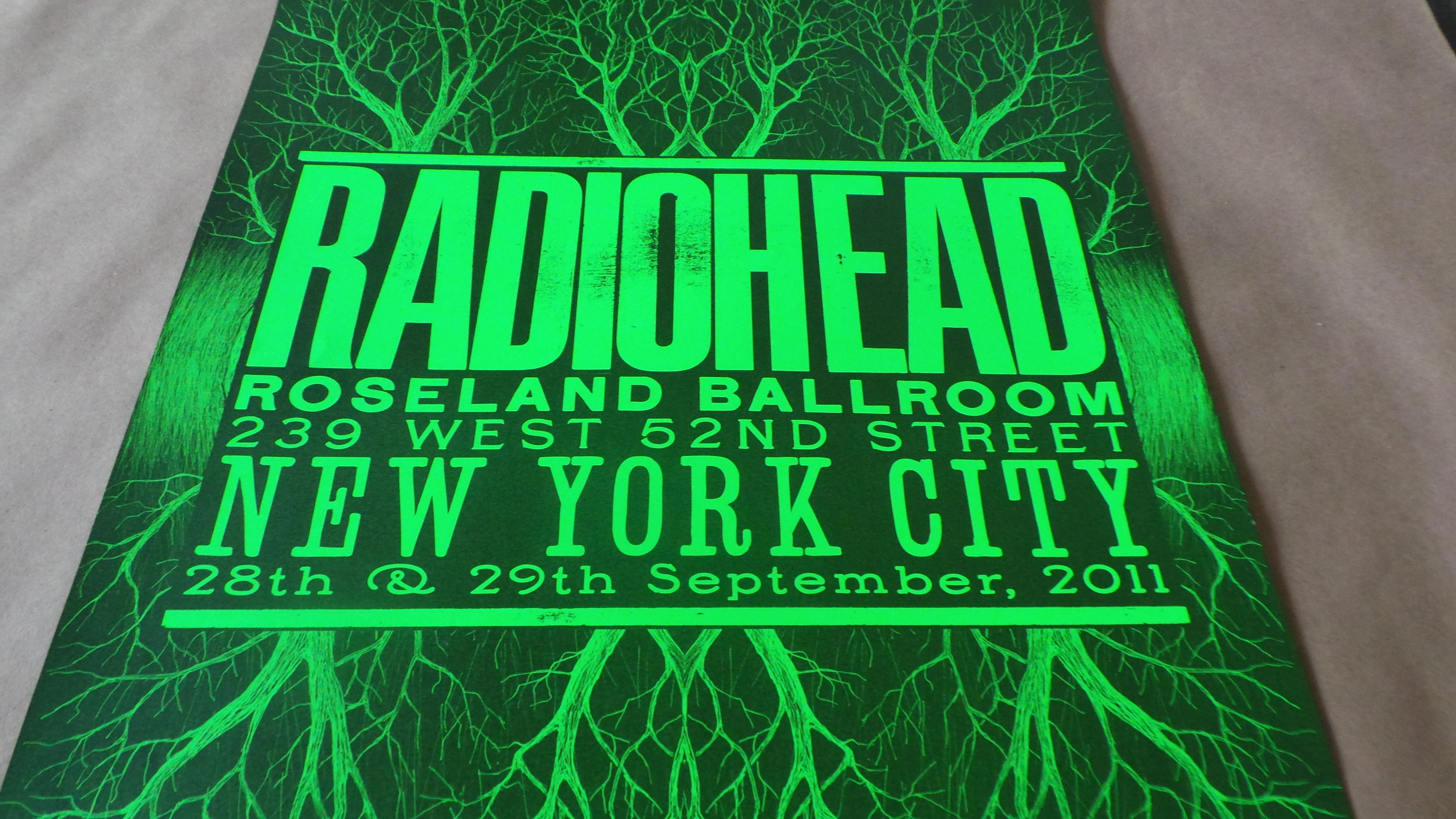 Radiohead Roseland Ballroom NYC 2011 Screenprint Poster Green Edition xx/150