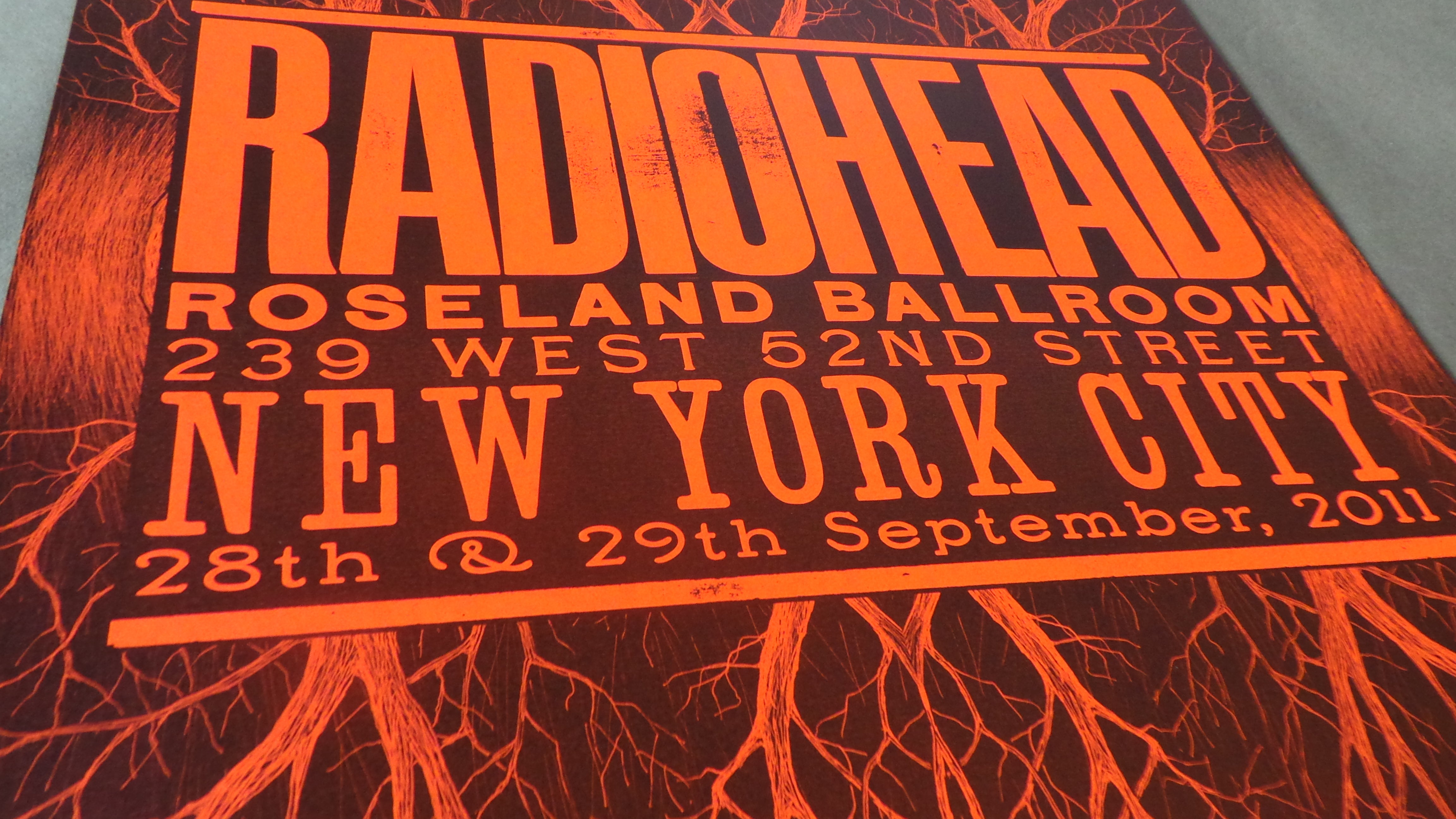Radiohead Roseland Ballroom NYC 2011 Screenprint Poster Blood Orange Edition xx/