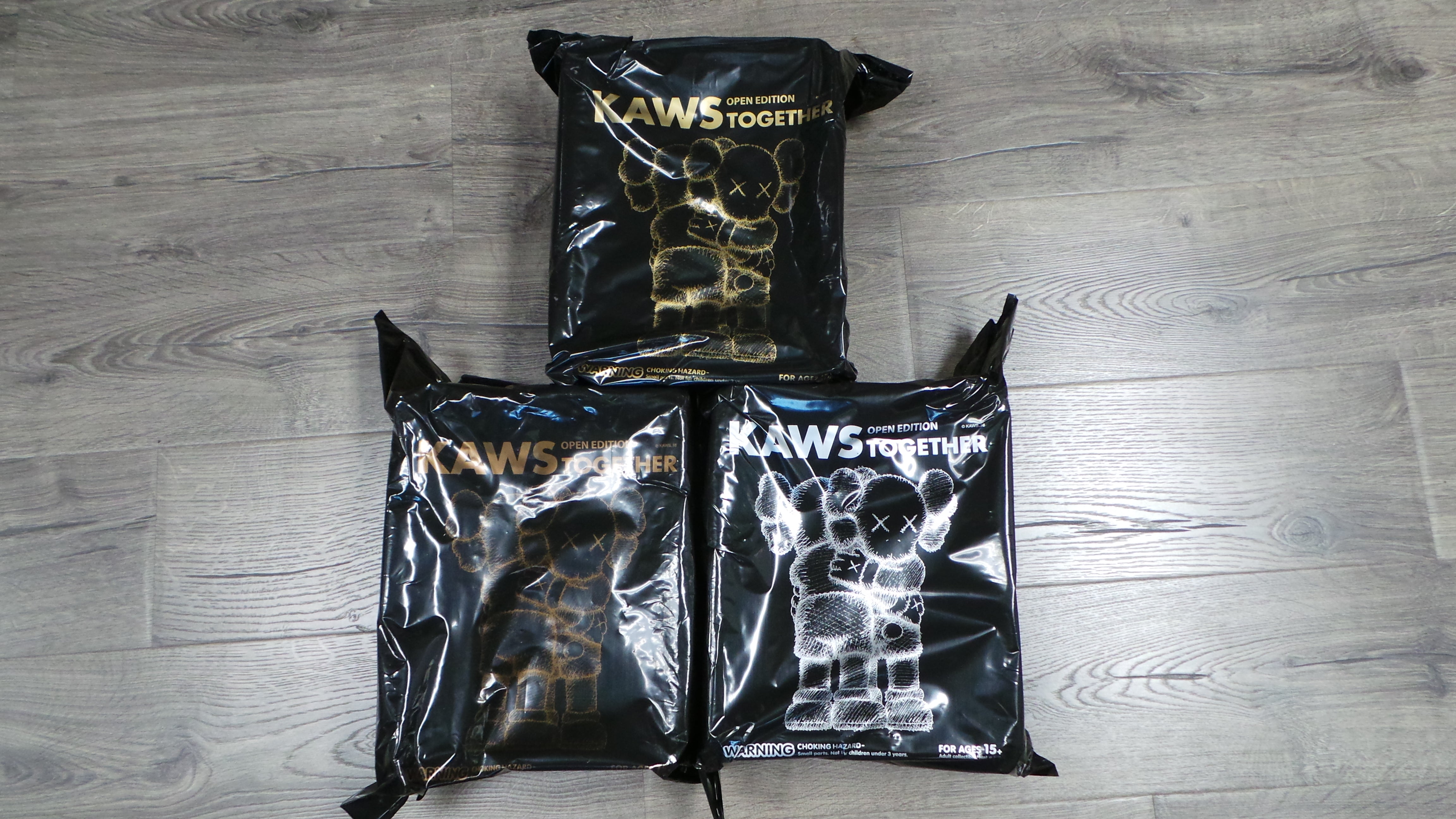 KAWSONE Together COMPLETE SET OF 3 - BROWN, GREY & BLACK - 2018 - Vinyl, paint