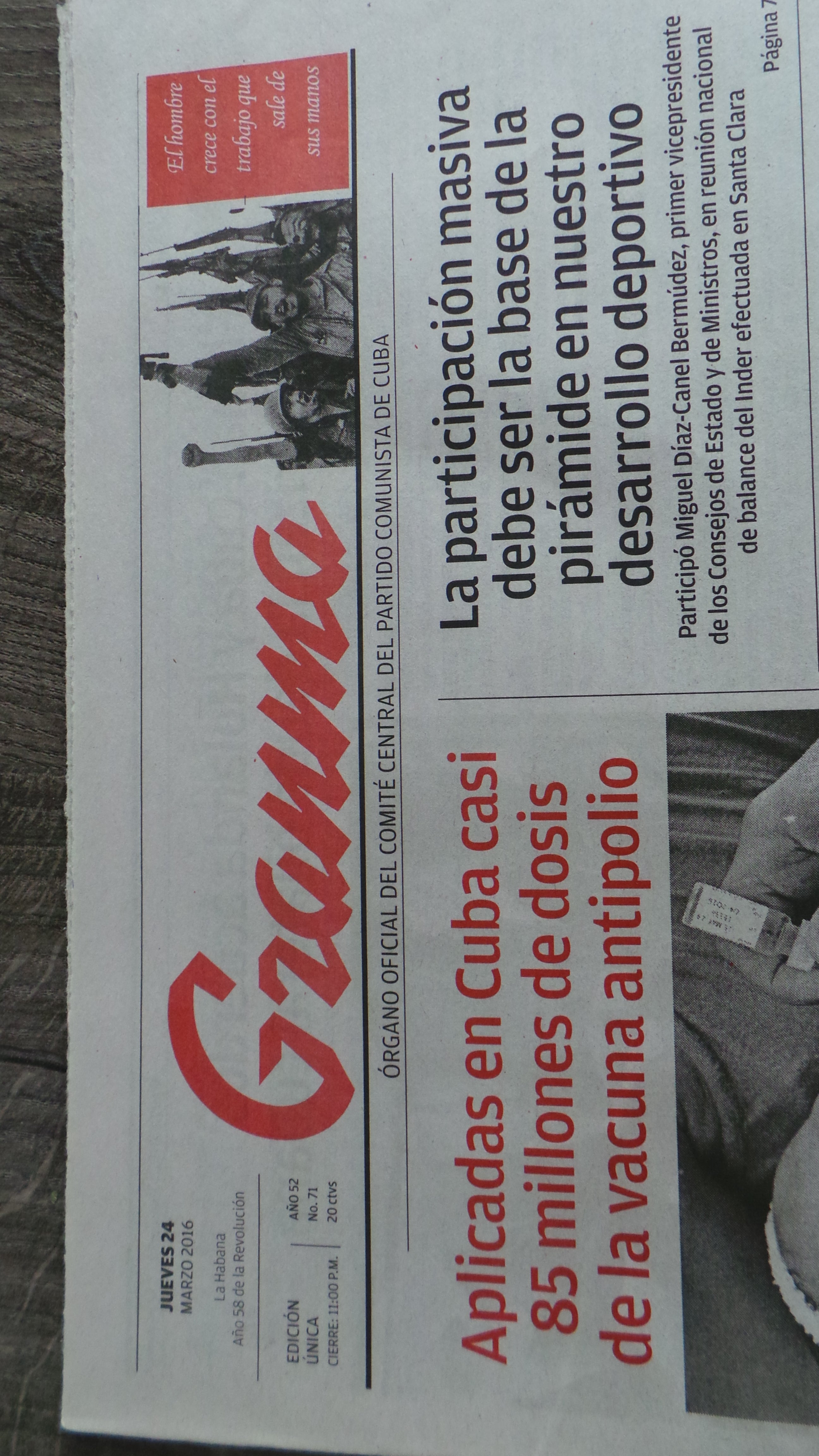Notes:  March 26, 2016 issue of Granma, the official newspaper of the Central Committee of the Cuban Communist Party, featuring an article on The Rolling Stones' historic free concert in Cuba.   Purchased in Cuba, a unique piece of memorabilia for any Stones' fan!   Newspaper is in good condition. Due to the nature of print media, the quality of the printed text and photos varies from page-to-page. Please refer to photos for example
