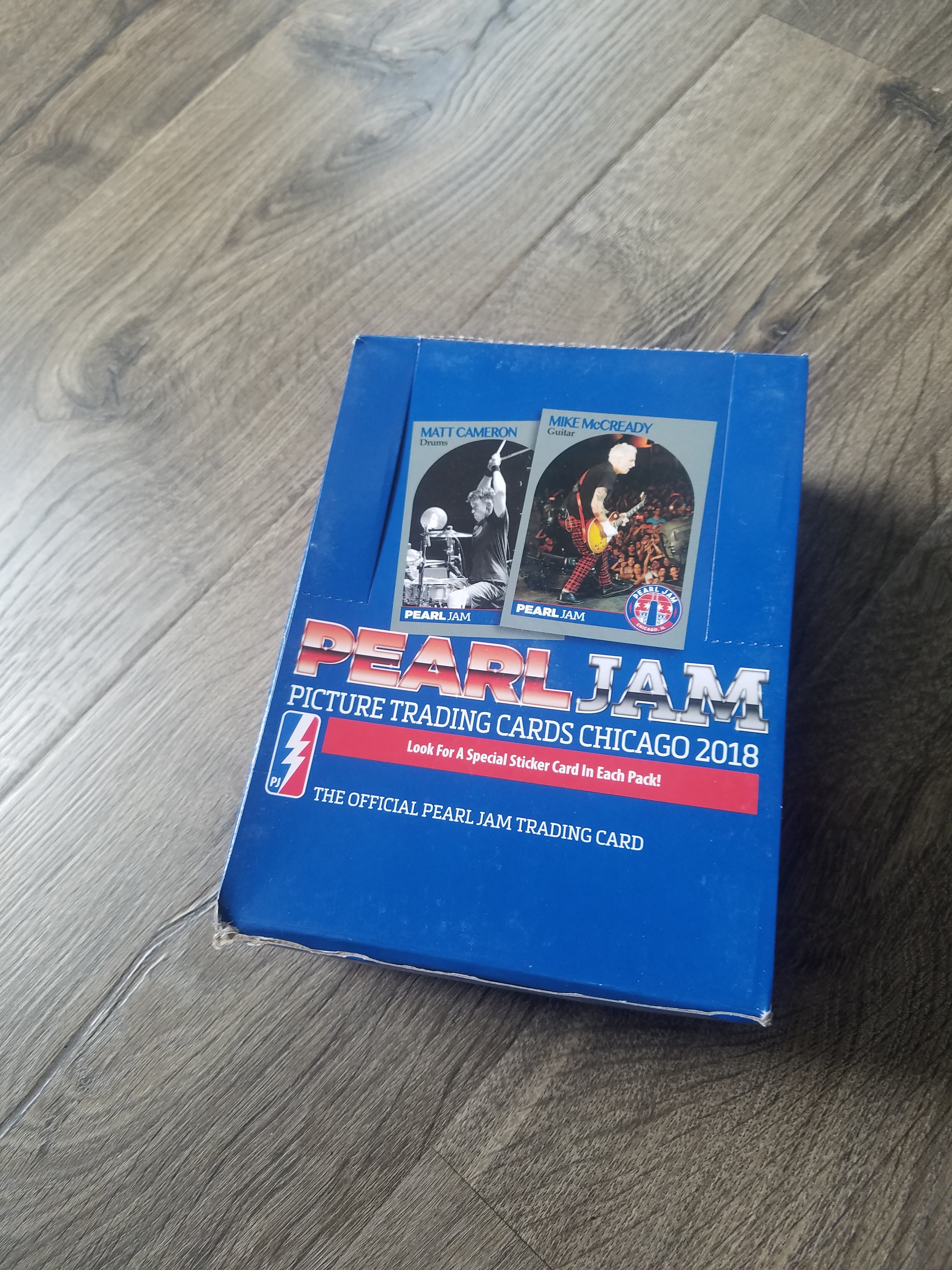 NOTES:  Purchased at the Merch Stand outside of Wrigley Field on the first day available - Thursday, August 16.   FULL BOX of 48 UNOPENED packs of Pearl Jam Picture Trading Cards for the Chicago shows in 2018.  Box is IN HAND AND SHIPS TODAY