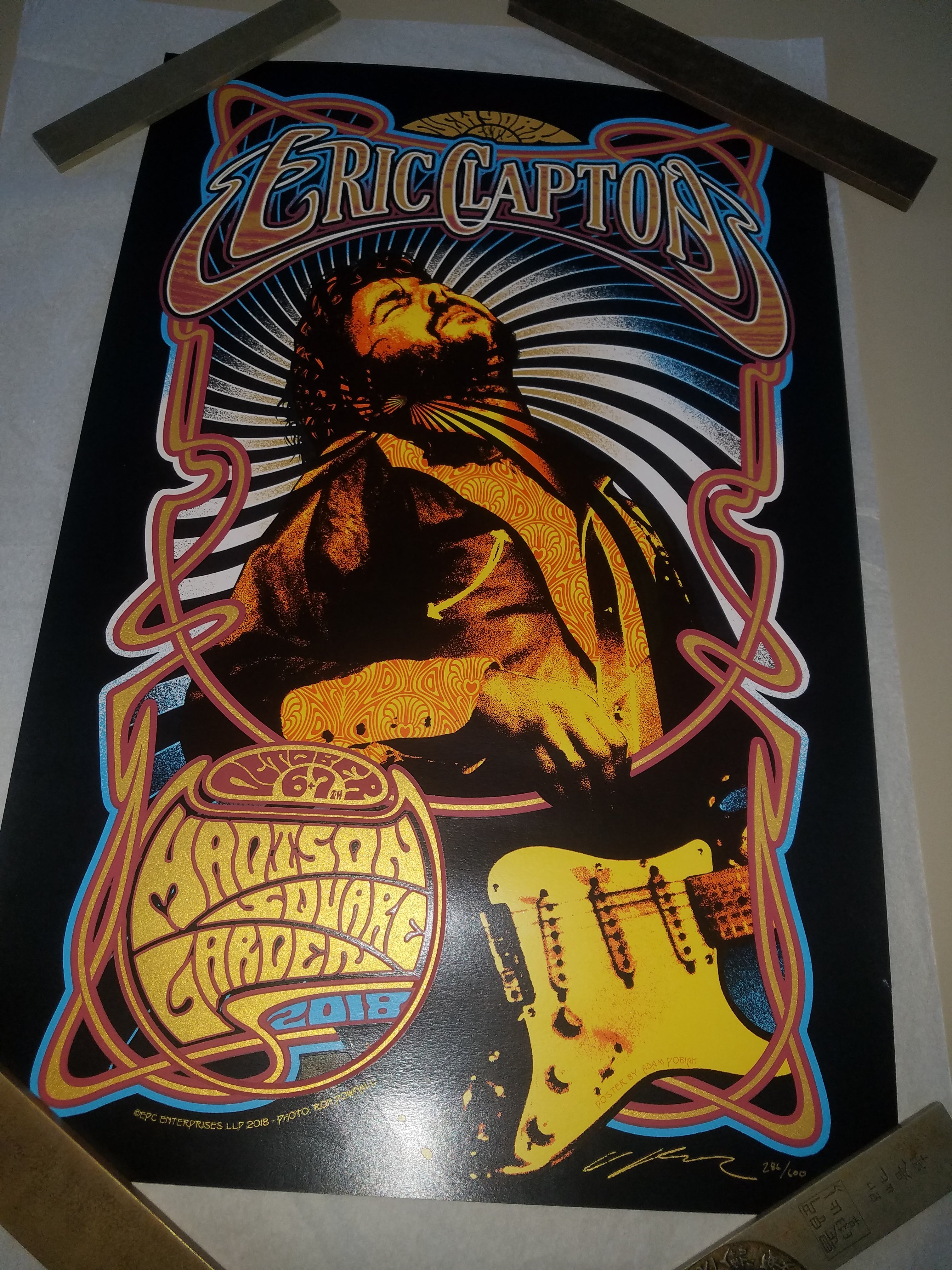 Eric Clapton Adam Pobiak Madison Square Garden MSG 2018 Original Ltd Ed Poster x