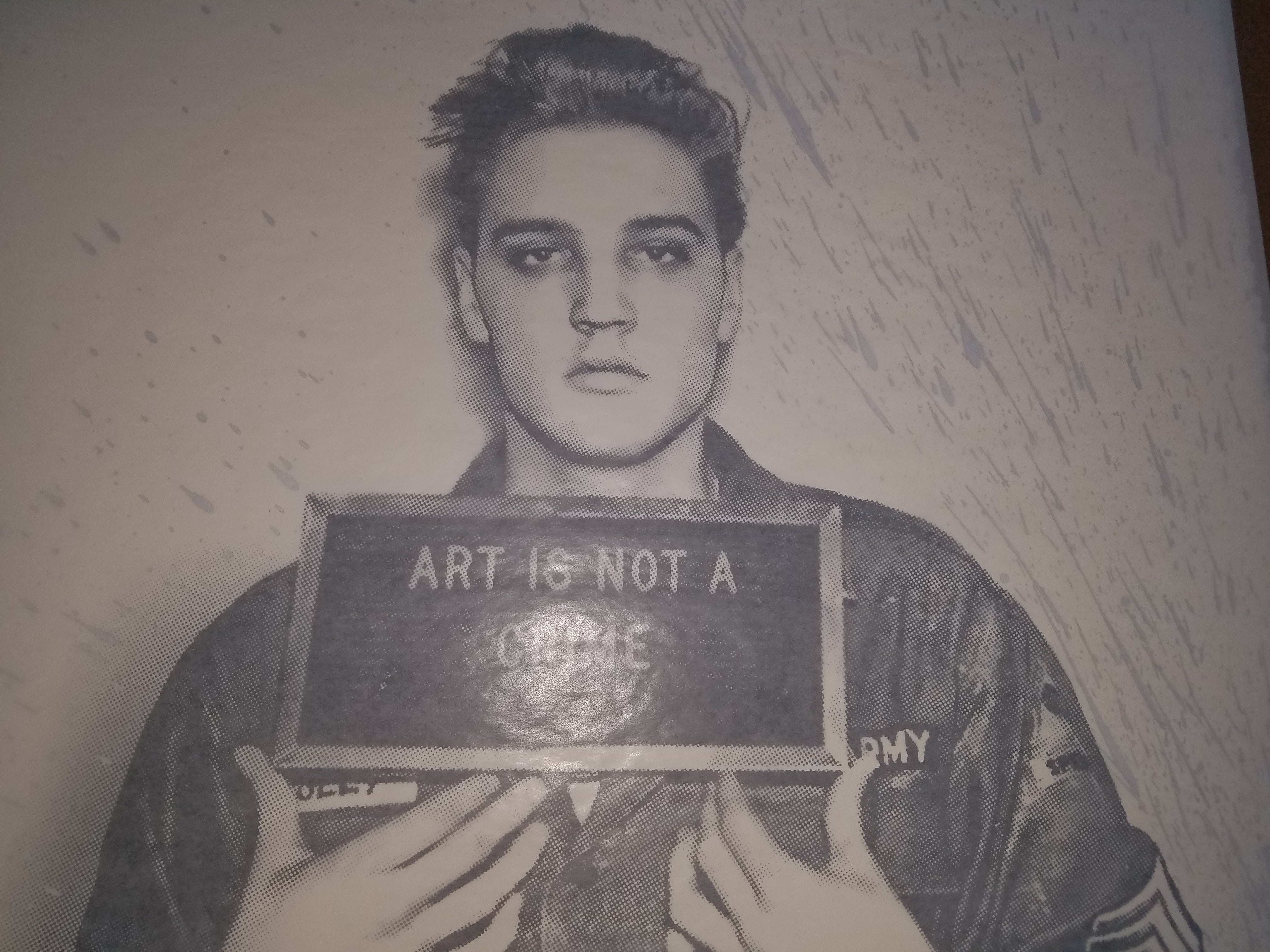 Title:  Jailhouse Pop (Small, SET OF 5- Black/Blue/Pink/Diamond Dust/Silver)  Artist:  Mr. Brainwash  Edition:  Limited Edition Screen print, each screen print is signed and numbered, with a thumb print on the back.  Black Splash:  Edition of 50 Pink Splash:  Edition of 50 Blue Splash:  Edition of 50 Silver Splash:  Edition of 15 Diamond Dust:  Edition of 50  Type:  One color screen prints hand finished with acrylic paint and one color screen print with diamond dust on archival paper  Size:  24" x 22"
