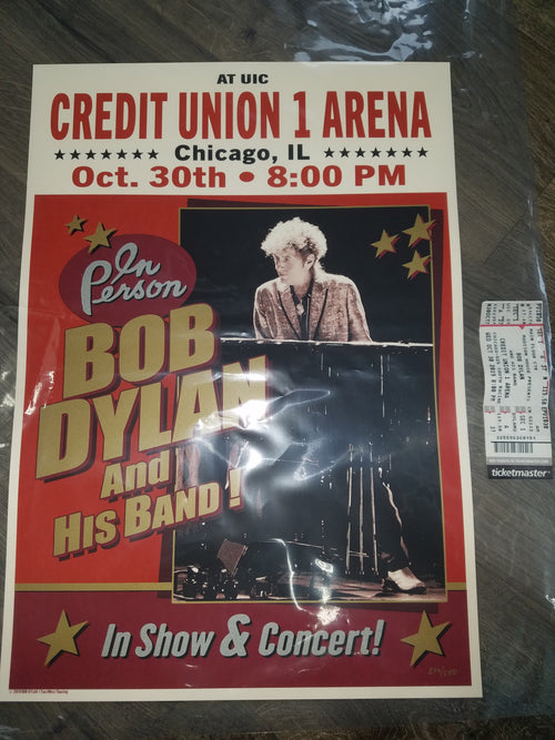 Bob Dylan, UIC Chicago 10/30/2019.  Sold Out and hand numbered in gold ink, Purchased in person at the show. In very good condition. In house ready to ship.