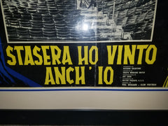 Cinema Fotobusta Tonight Stasera Ho Vinto Anch 10 Framed in OK Condition. Minimal scuffs on frame. Creased down the middle, however, this is common among older movie posters. Included in pictures. Check out our other listings for more hard-to-find and out-of-print posters.
