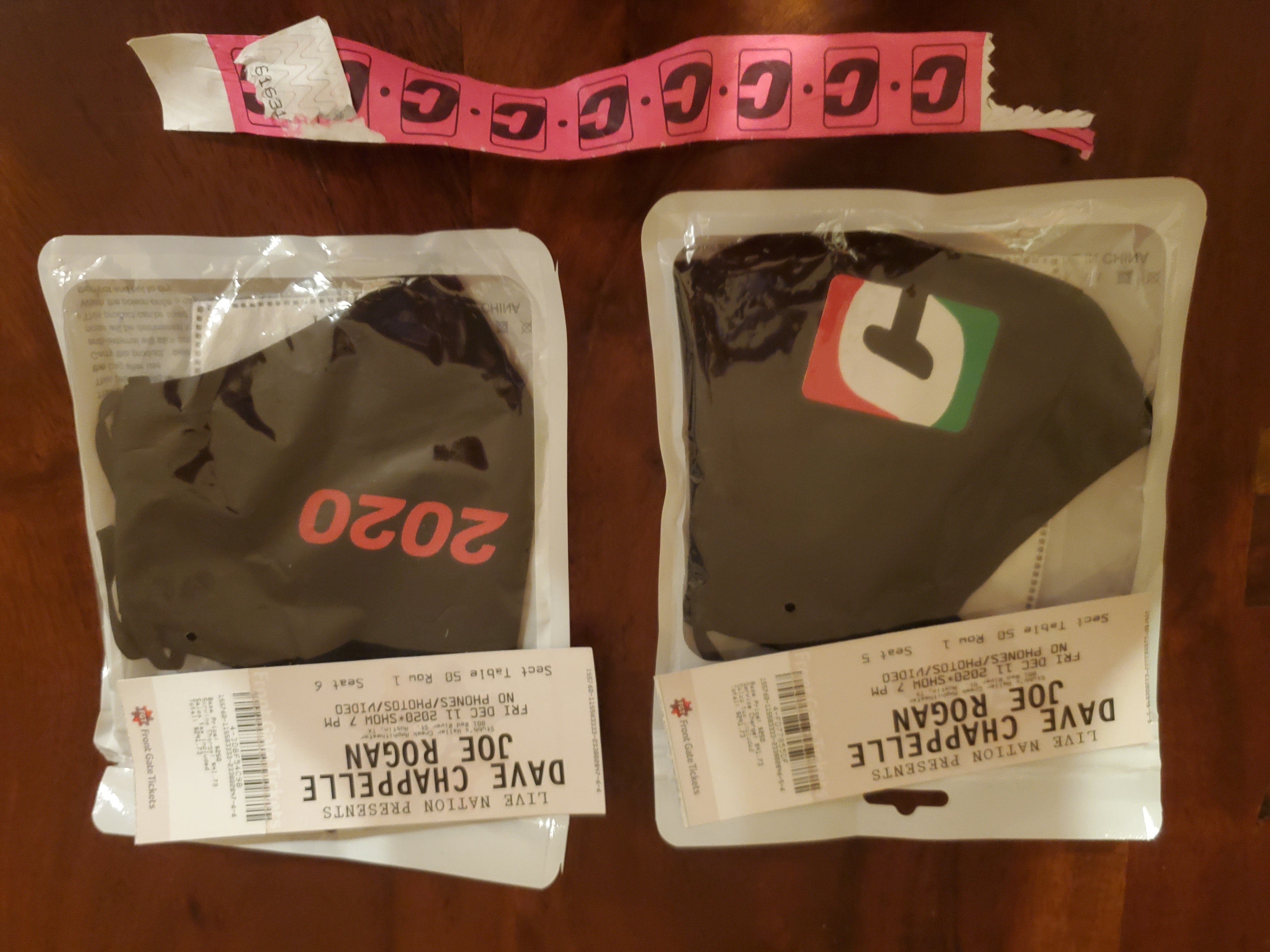 Dave Chappelle Mask and souvenir tickets Joe Rogan