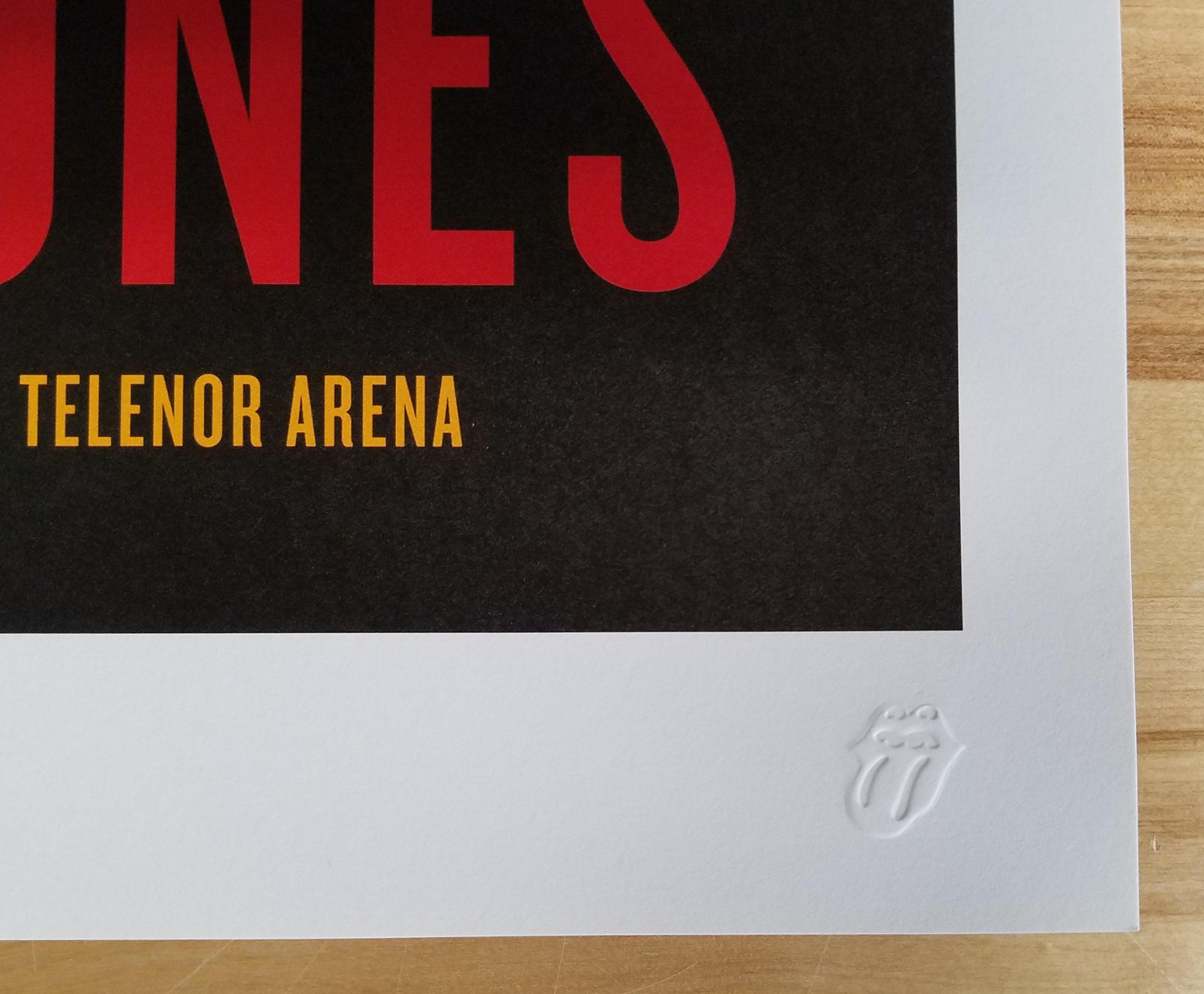 Title:  The Rolling Stones - 2014 OFFICIAL POSTER OSLO NORWAY #2  Poster artist:   Edition:  xx/500  Type: Limited edition lithograph   Size: 17" x 23"  Location: Oslo, Norway   Venue:  Telenor Arena   Notes:  1st edition, official poster hand numbered and embossed  Official poster, Europe 14 On Fire Tour original from the show!