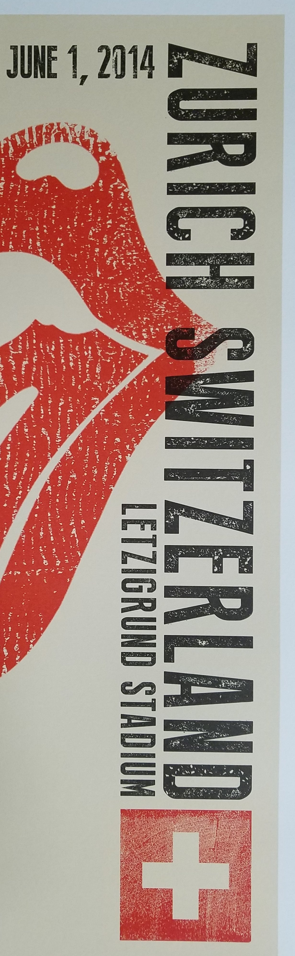 Title:  Rolling Stones   Edition: 1st edition, official poster hand numbered and embossed  Type:  Limited edition lithograph   Size:  17" x 23"  Location:  Zurich, Switzerland   Venue:  Letzigrund Stadium   Notes:  Official poster, Europe 14 On Fire Tour original from the show!