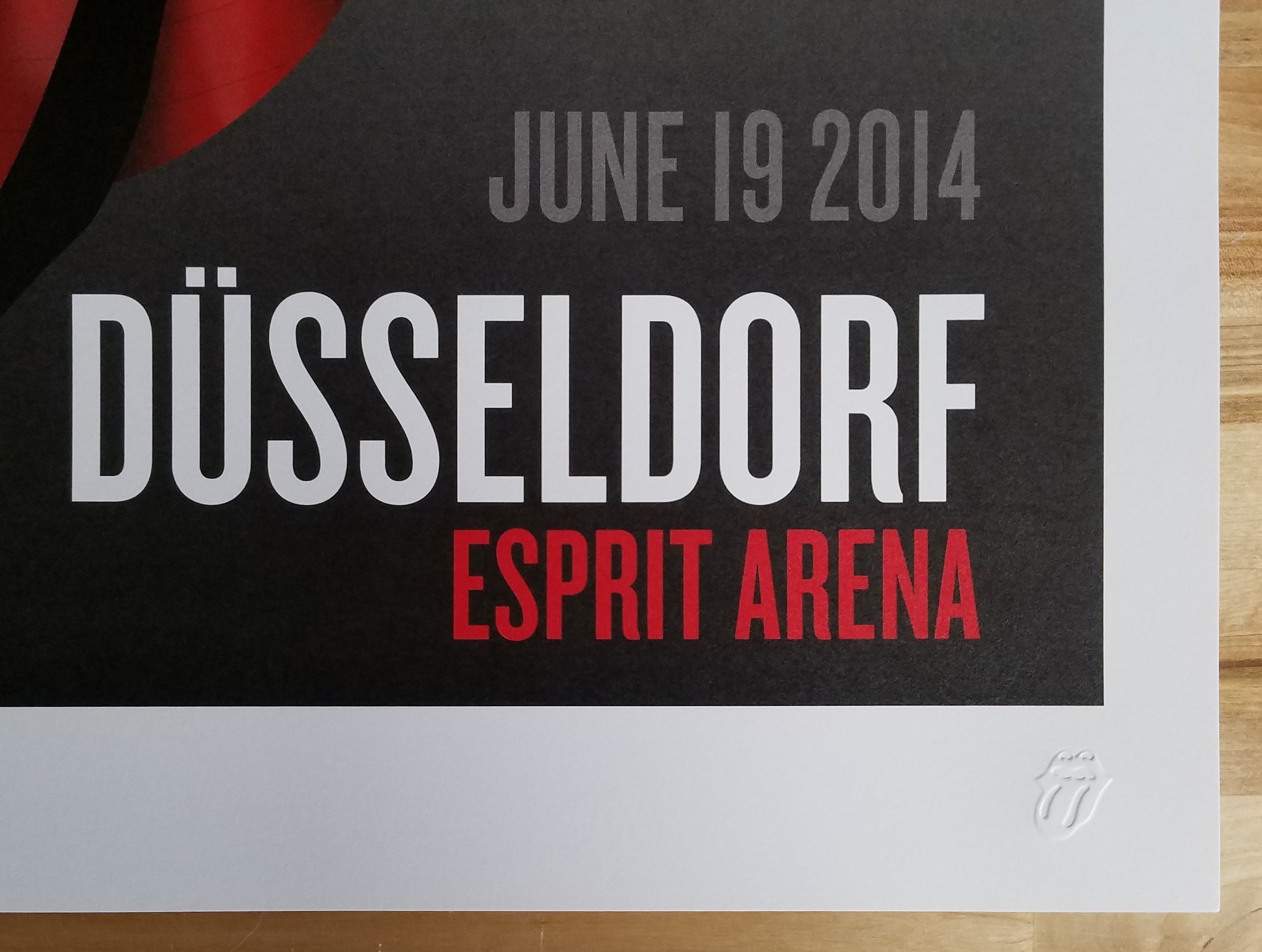 Title: Rolling Stones   Poster artist:   Edition:  xx/500  Type: Limited edition lithograph   Size: 17" x 23"  Location: Dusseldorf, Germany   Venue:  Esprit Arena   Notes:  1st edition, official poster hand numbered and embossed.  Official poster, Europe 14 On Fire Tour original from the show!