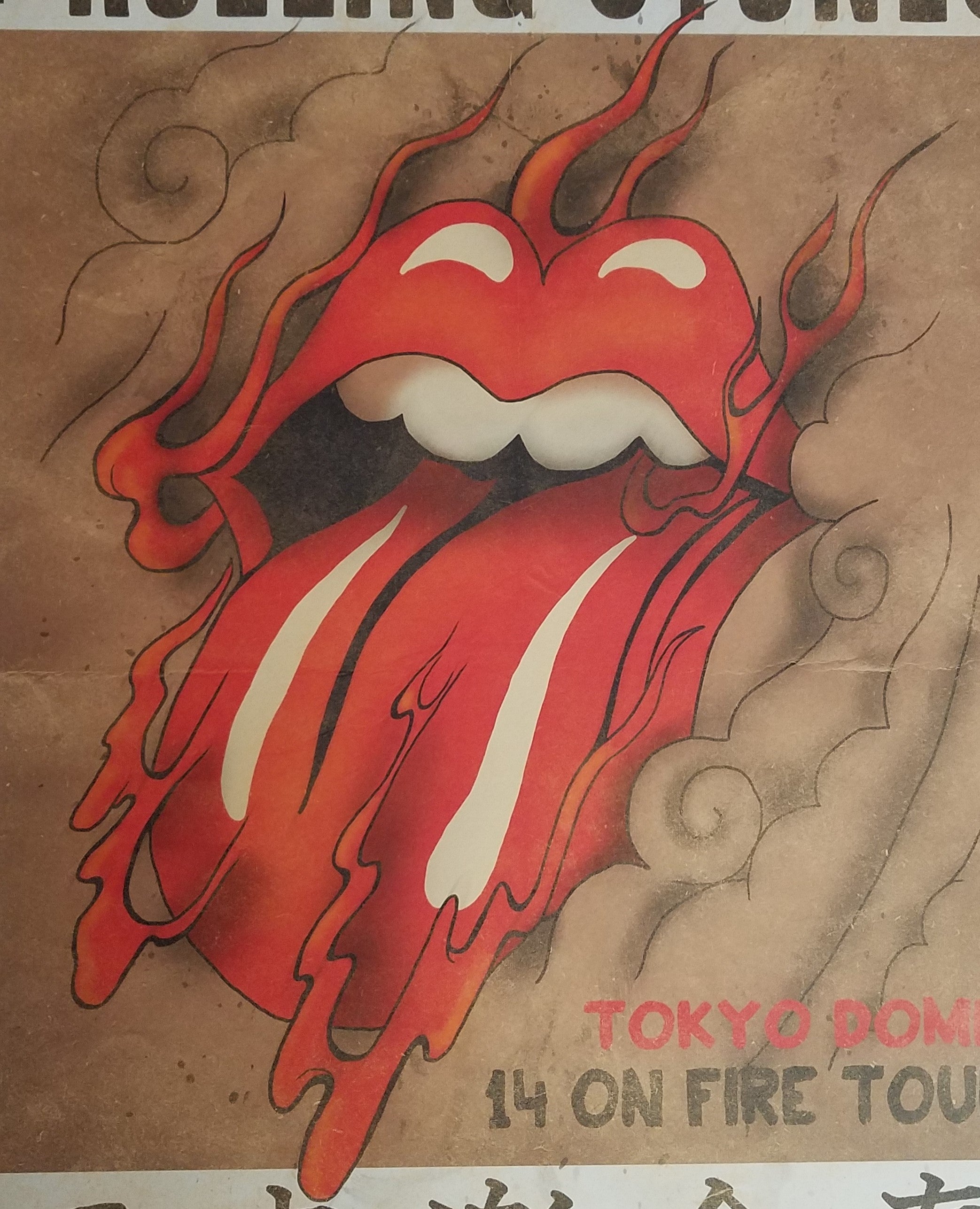 Title: Rolling Stones   Poster artist:   Edition:  xx/500  Type: Limited edition lithograph   Size: 17" x 23"  Location: Tokyo, Japan   Venue: Tokyo Dome   Notes:  1st edition, official poster hand numbered and embossed.  Official poster, Asia14 On Fire Tour original from the show!