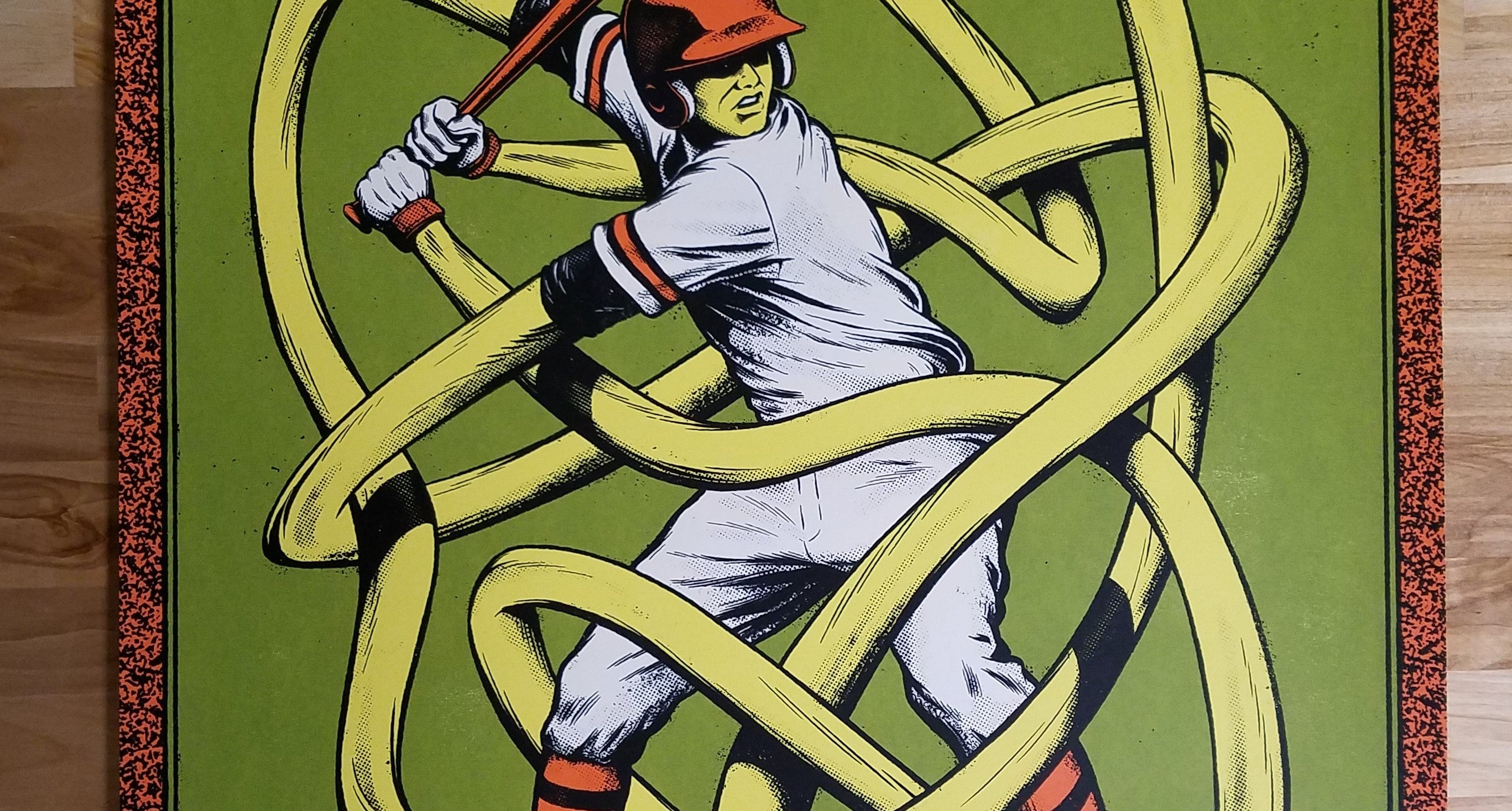 Title:  Pearl Jam Ames Bros Wrigley Field (August 18th and 20th, 2018)  Artist:  Andrew Fairclough  Edition:  Official Merch Tent Poster, unsigned and unnumbered  Type:  Screen print poster  Size:  18" x 24"   Location: Chicago, IL  Venue: Wrigley Field  Notes:   Released on August 16, 2018 at the Wrigley Field Merch Tent across the street from the field.  Check out our other listings for more hard to find and out of print posters.