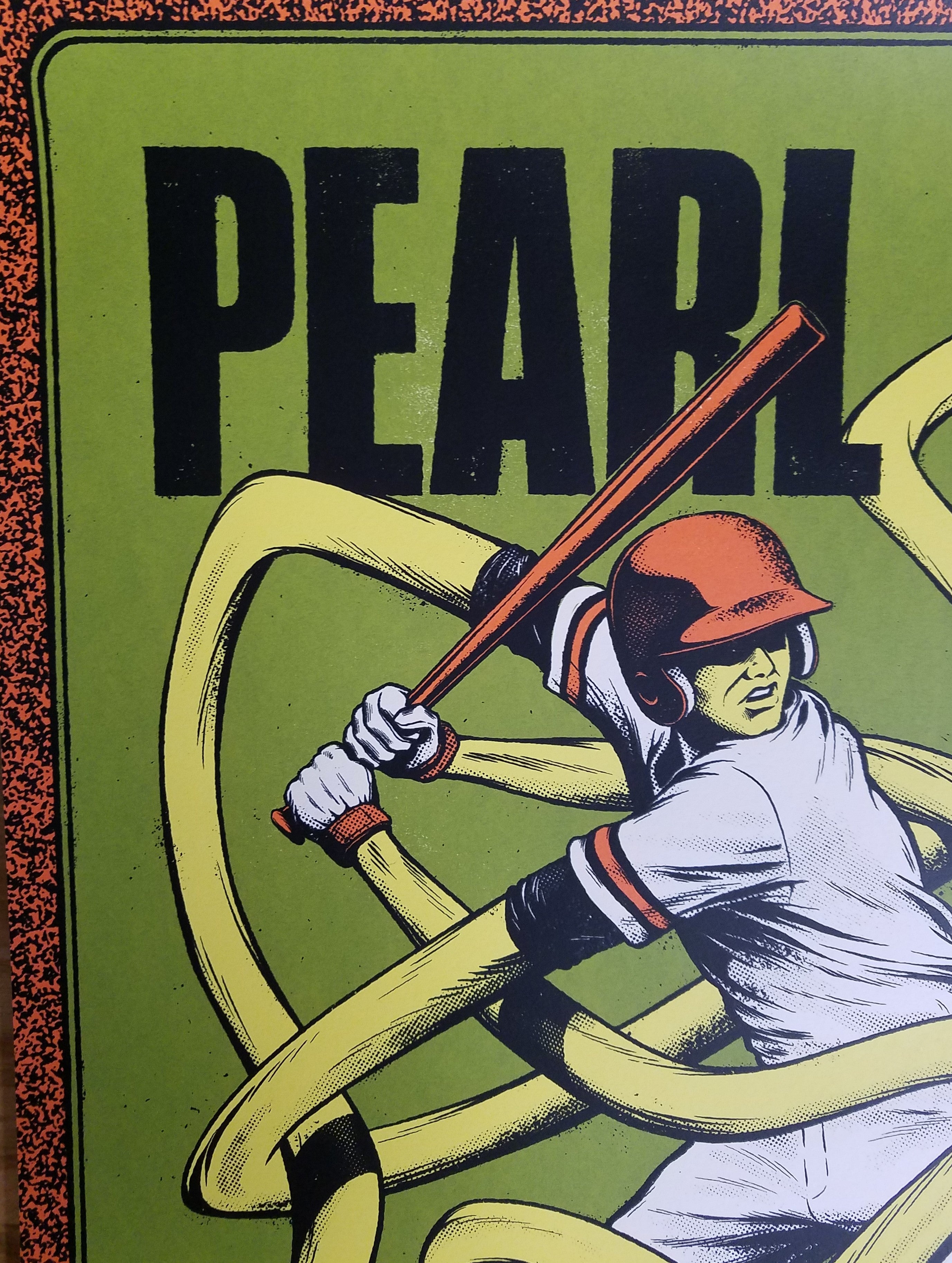Title:  Pearl Jam Ames Bros Wrigley Field (August 18th and 20th, 2018)  Artist:  Andrew Fairclough  Edition:  Official Merch Tent Poster, unsigned and unnumbered  Type:  Screen print poster  Size:  18" x 24"   Location: Chicago, IL  Venue: Wrigley Field  Notes:   Released on August 16, 2018 at the Wrigley Field Merch Tent across the street from the field.  Check out our other listings for more hard to find and out of print posters.