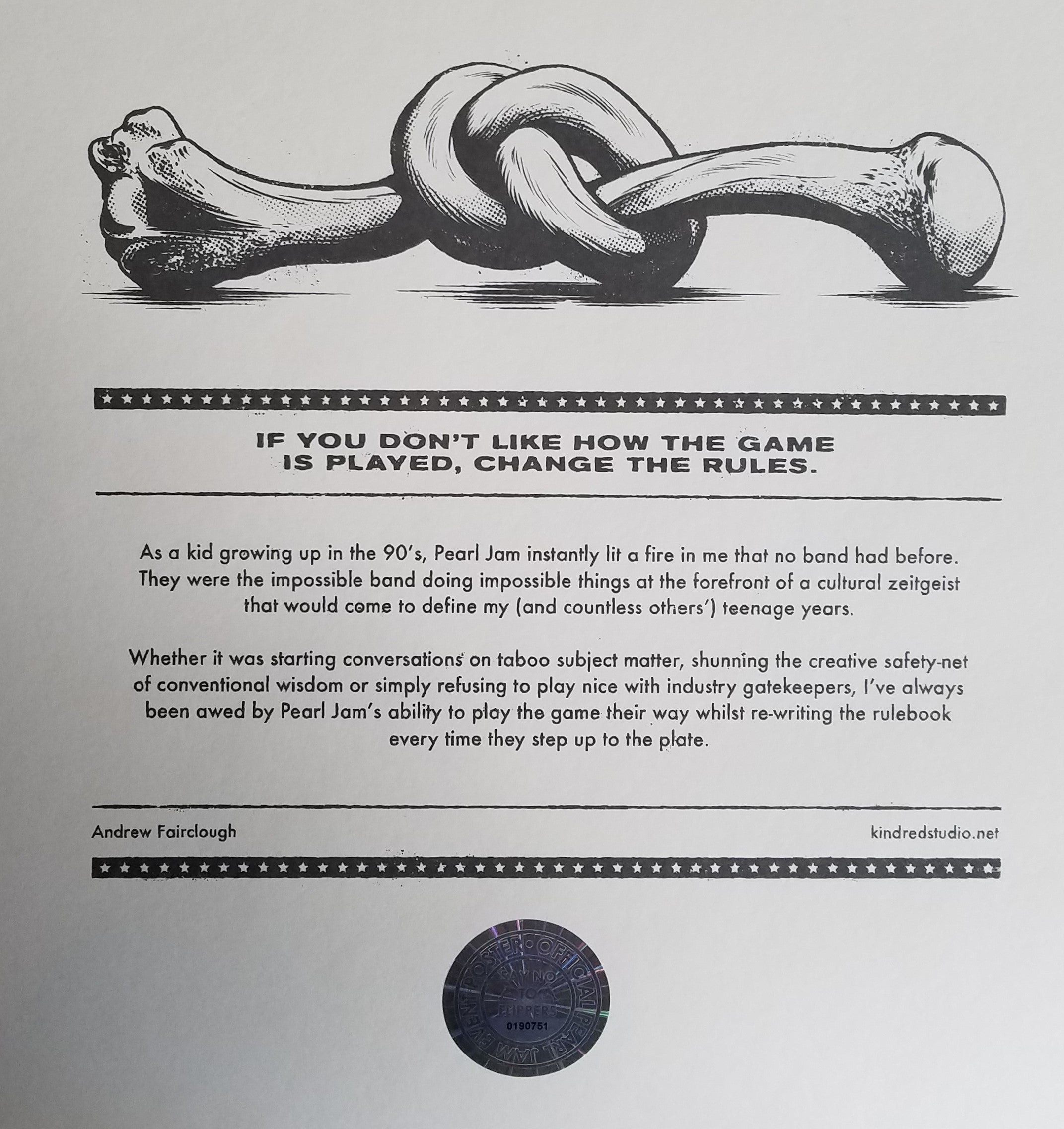 Title:  Pearl Jam Ames Bros Wrigley Field (August 18th and 20th, 2018)  Artist:  Andrew Fairclough  Edition:  Official Merch Tent Poster, unsigned and unnumbered  Type:  Screen print poster  Size:  18" x 24"   Location: Chicago, IL  Venue: Wrigley Field  Notes:   Released on August 16, 2018 at the Wrigley Field Merch Tent across the street from the field.  Check out our other listings for more hard to find and out of print posters.