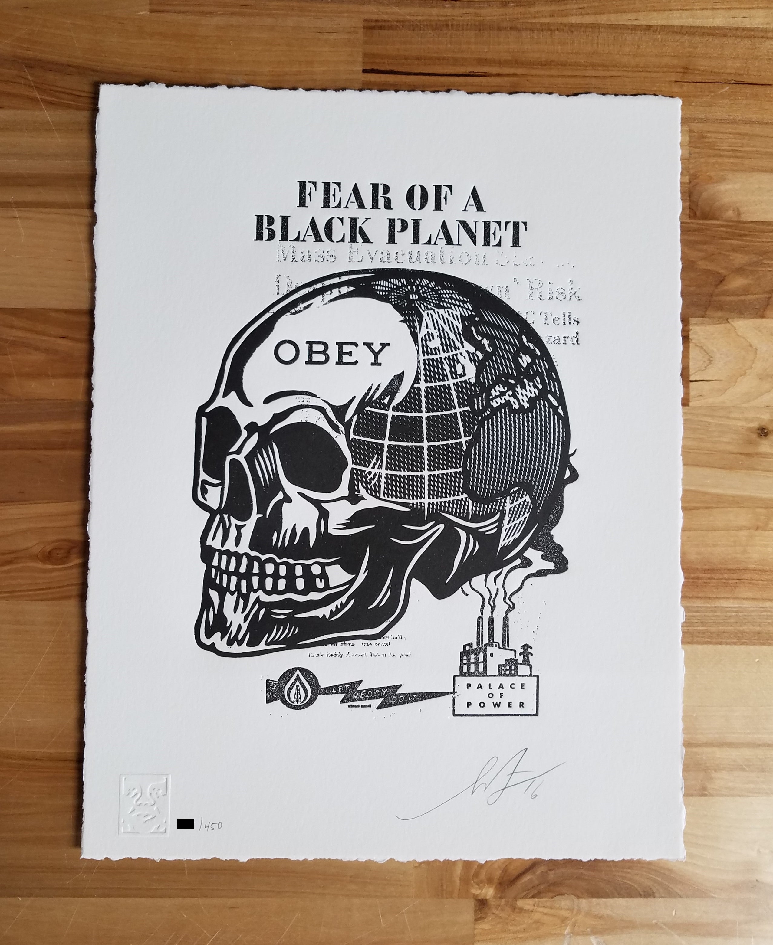 Shepard Fairey Skull of a Black Planet Letterpress Obey Giant store S/N'd