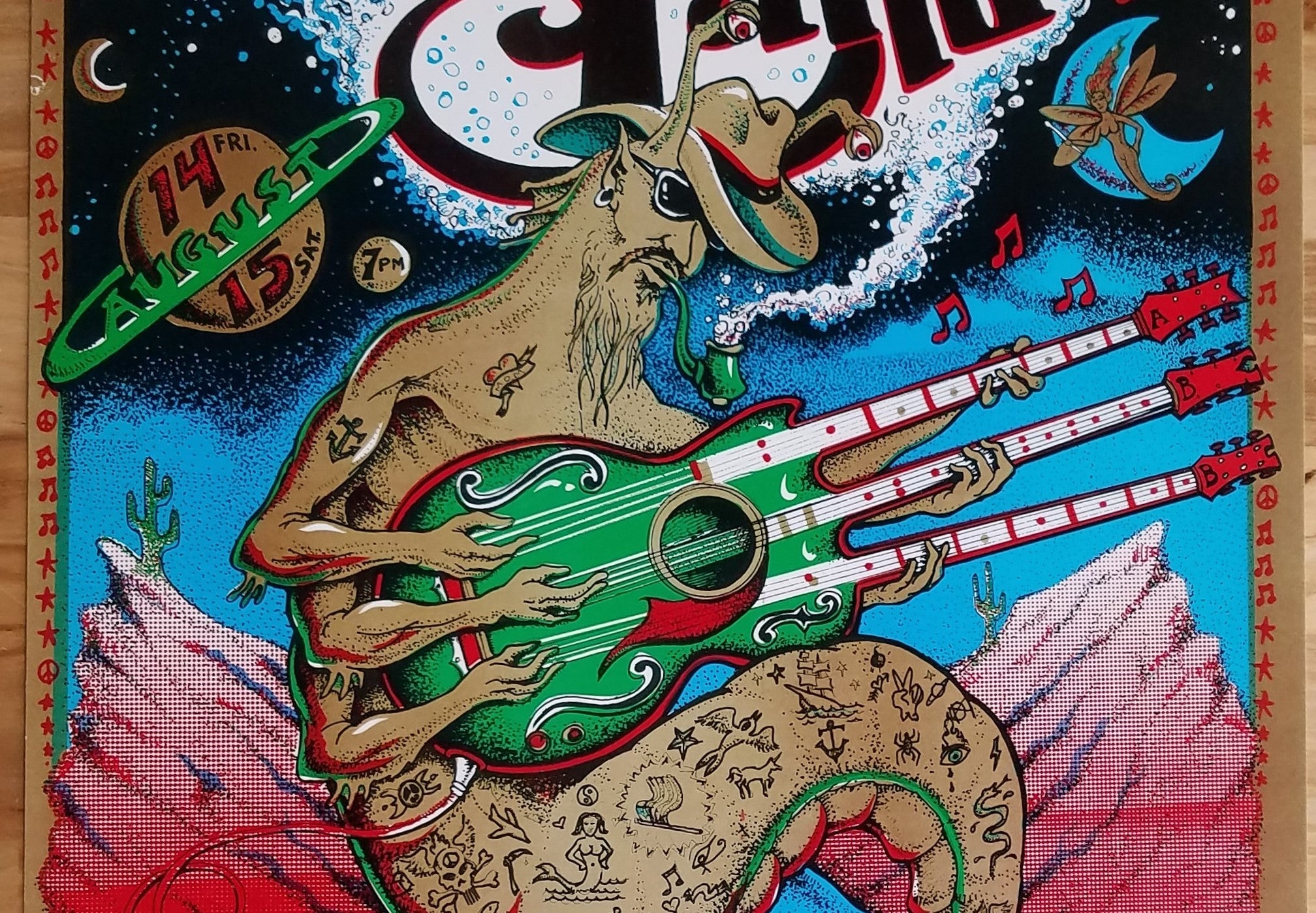 "Allman Brothers Screenprint Poster Red Rocks 1998" by Emek.  8/14/98 and 8/15/98.  Print is IN HOUSE and READY TO SHIP!