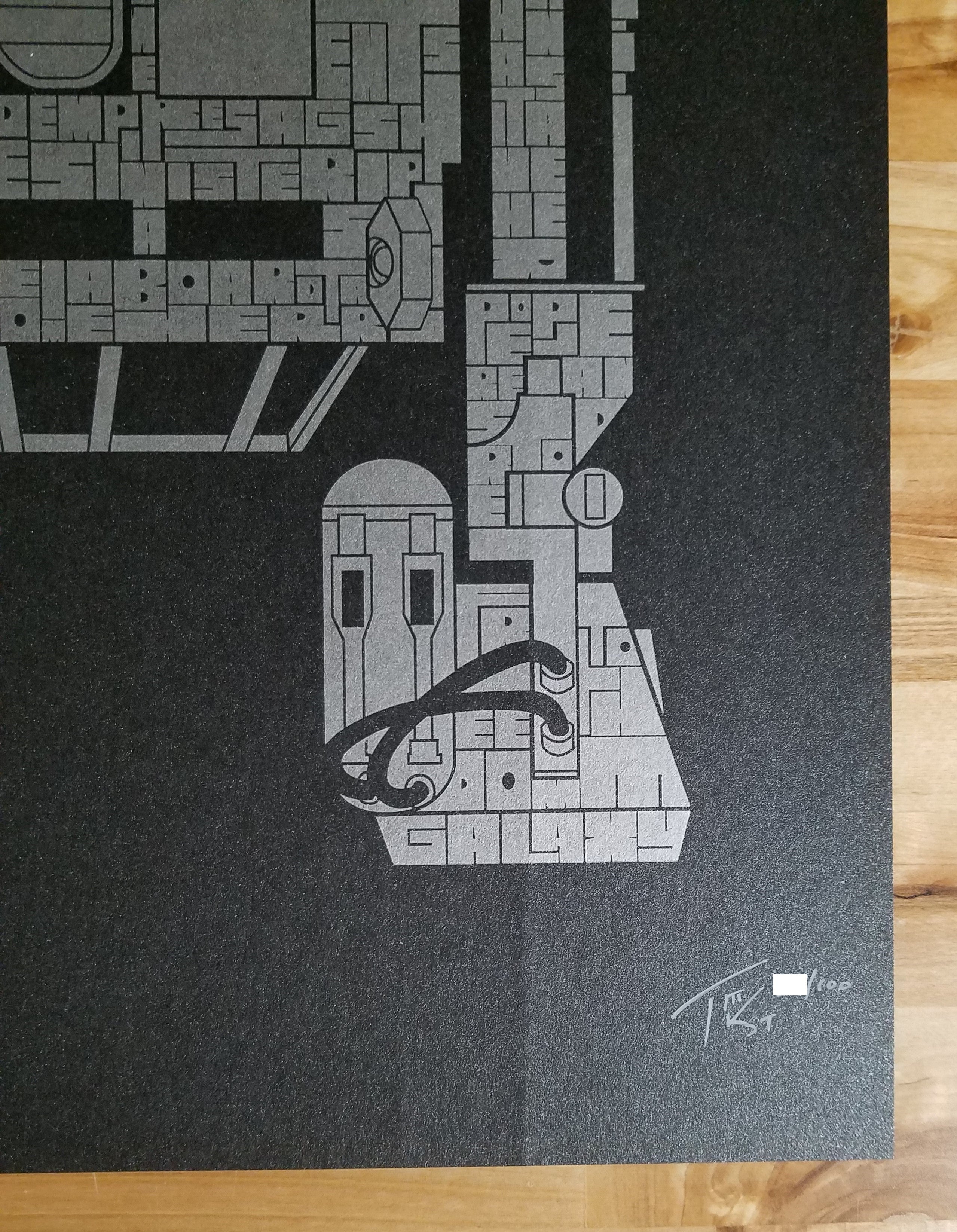 Title: R2  Artist: Tekst  Edition:  xx/150  Type: Screen print poster  Size: 13" x 20"  Notes:  This print is in mint condition and has been stored flat.  Printed in limited edition of 100, signed and numbered by the artist.  **Print is creased in lower right-hand corner (highlighted in photos).**  Check out our other listings for more hard-to-find and out-of-print posters.