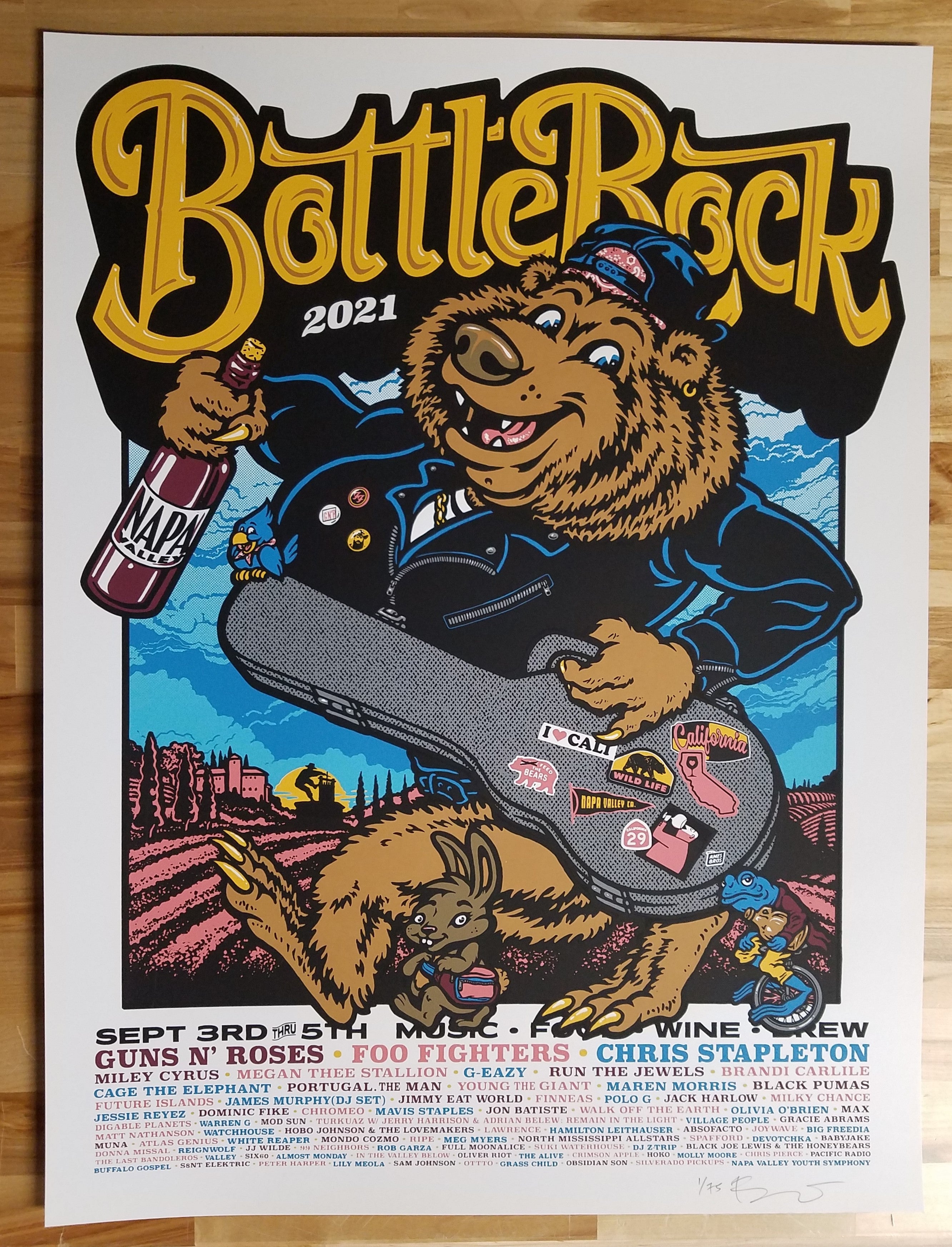 Napa Valley, CA 2021  Venue: 8-Color Silkscreen Poster.  BottleRock Festival.
