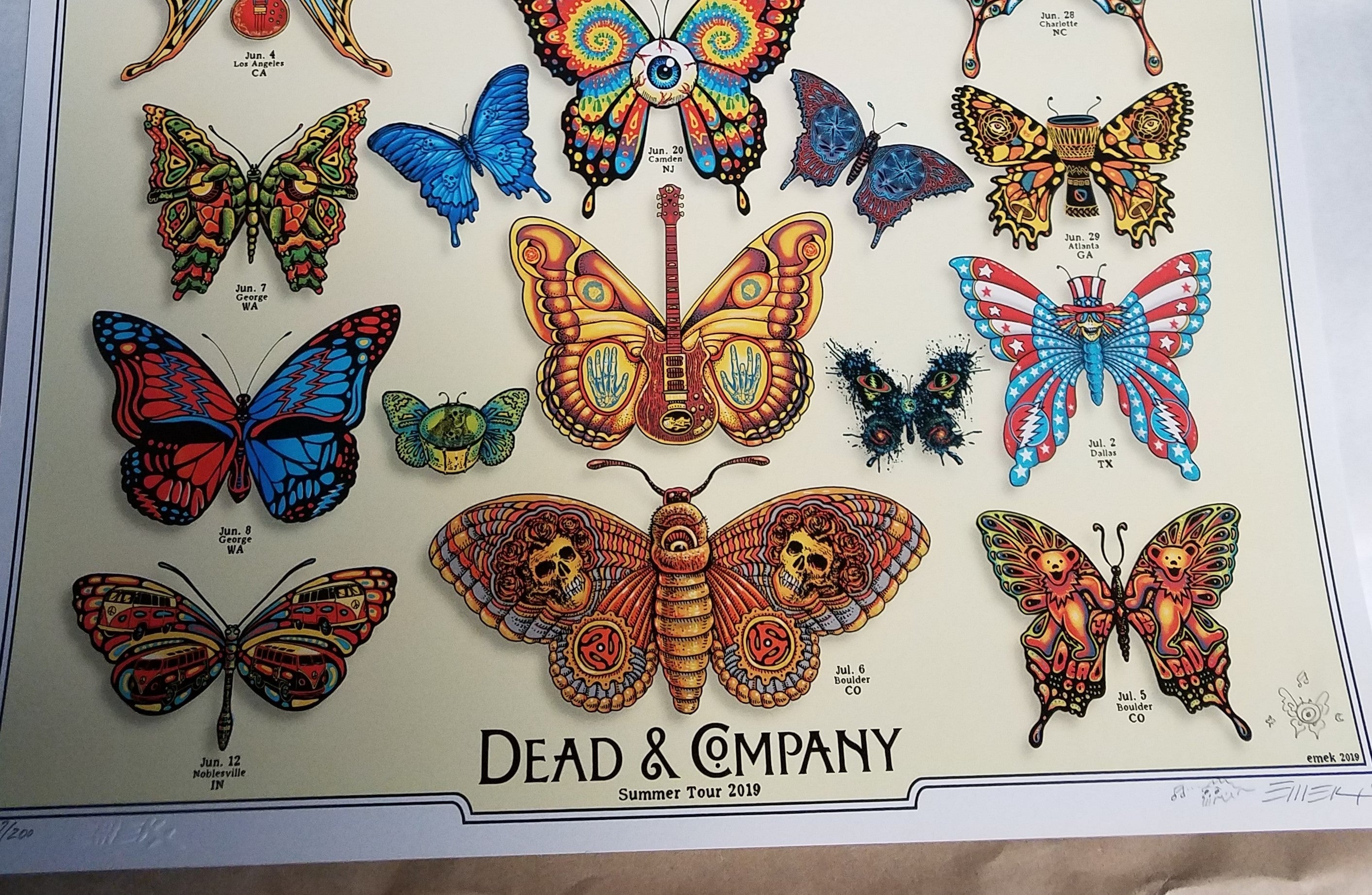 Emek - Dead and Company Summer Tour 2019 Butterflies Artist Edition xx/200 S/N - Grateful Dead