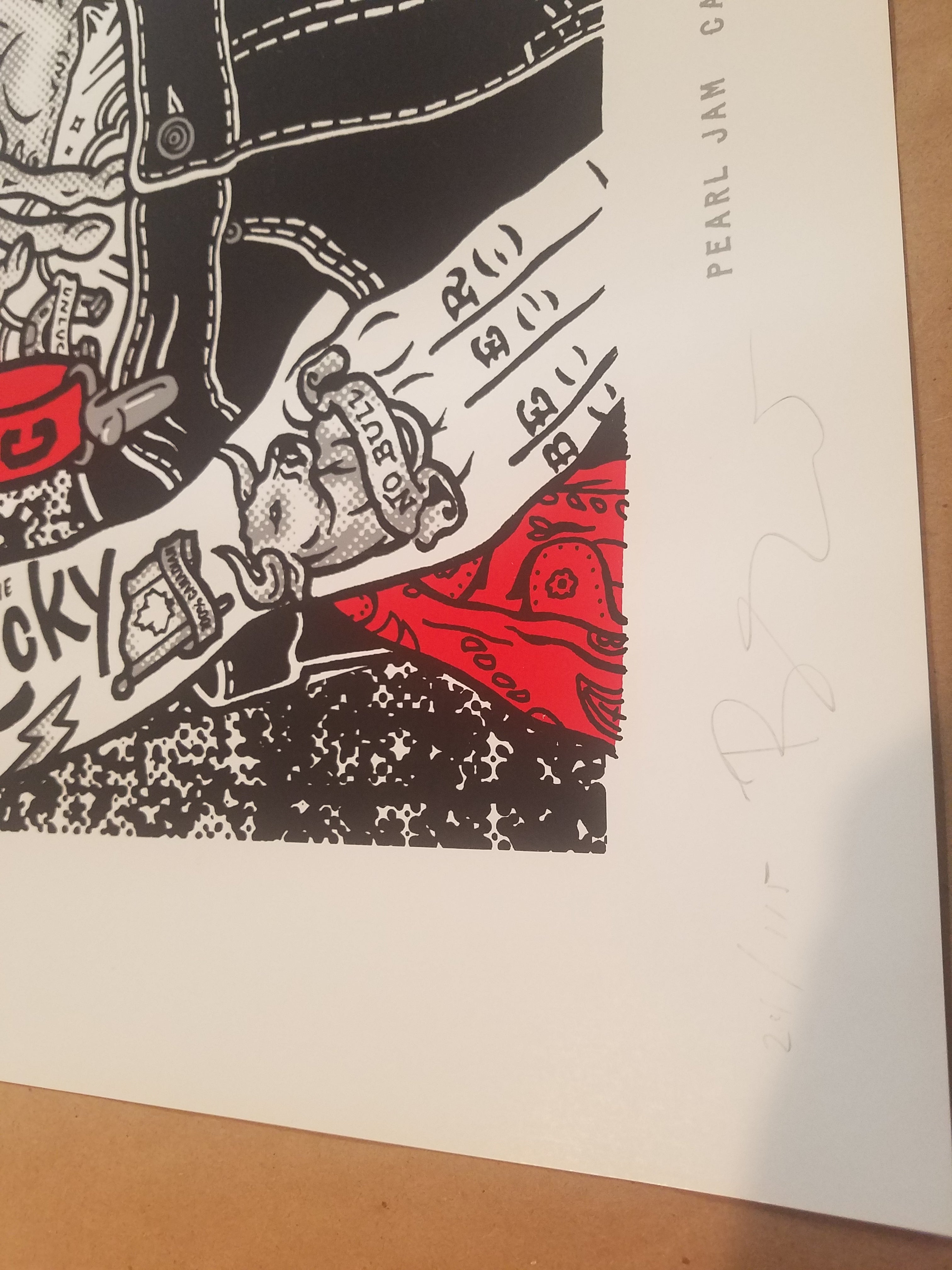 Title: PEARL JAM - 2013 - Calgary  Artist: Ames Bros  Edition: Limited Edition Screen Printed Poster of 115, signed and numbered by the artist.  Type: 3 color screen printed poster  Size: 20" x 26"  Location: Calgary, Alberta  Venue: Saddledome Concert, December 2nd, 2013