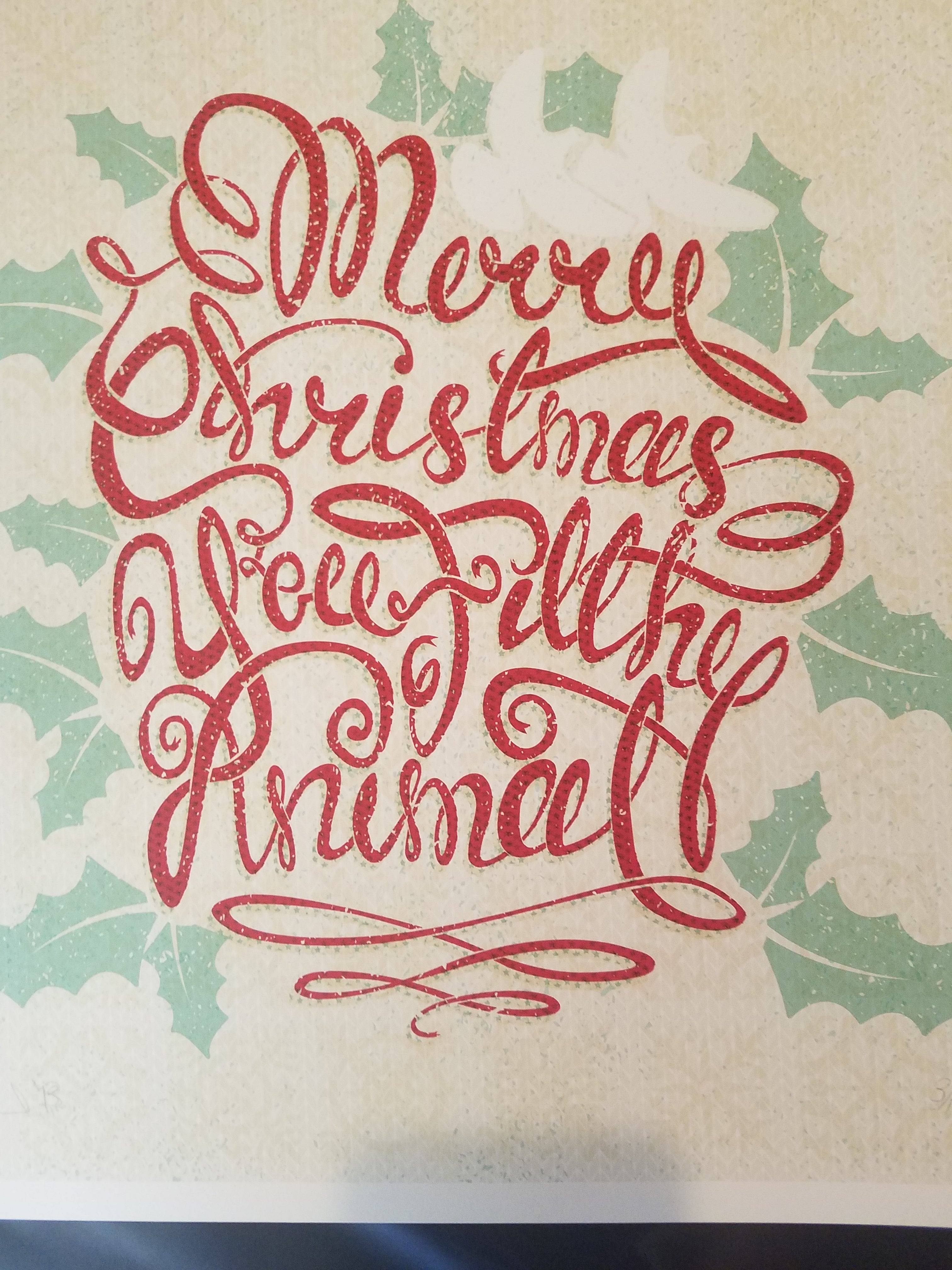 Title: "You Filthy Animal (Home Alone)" Poster artist: Meg Hyland Edition: 10 Type: Screen Print Size: 12" x 12" Location: Winnetka, IL Venue: NA Notes:  Released in 2013 by Gallery1988.  Print measures 12x12 inches, signed and numbered by the artist.  Print is stored flat in very good condition. Following purchase, prints are rolled in archival paper and shipped with bubble wrap in sturdy cardboard tubes.