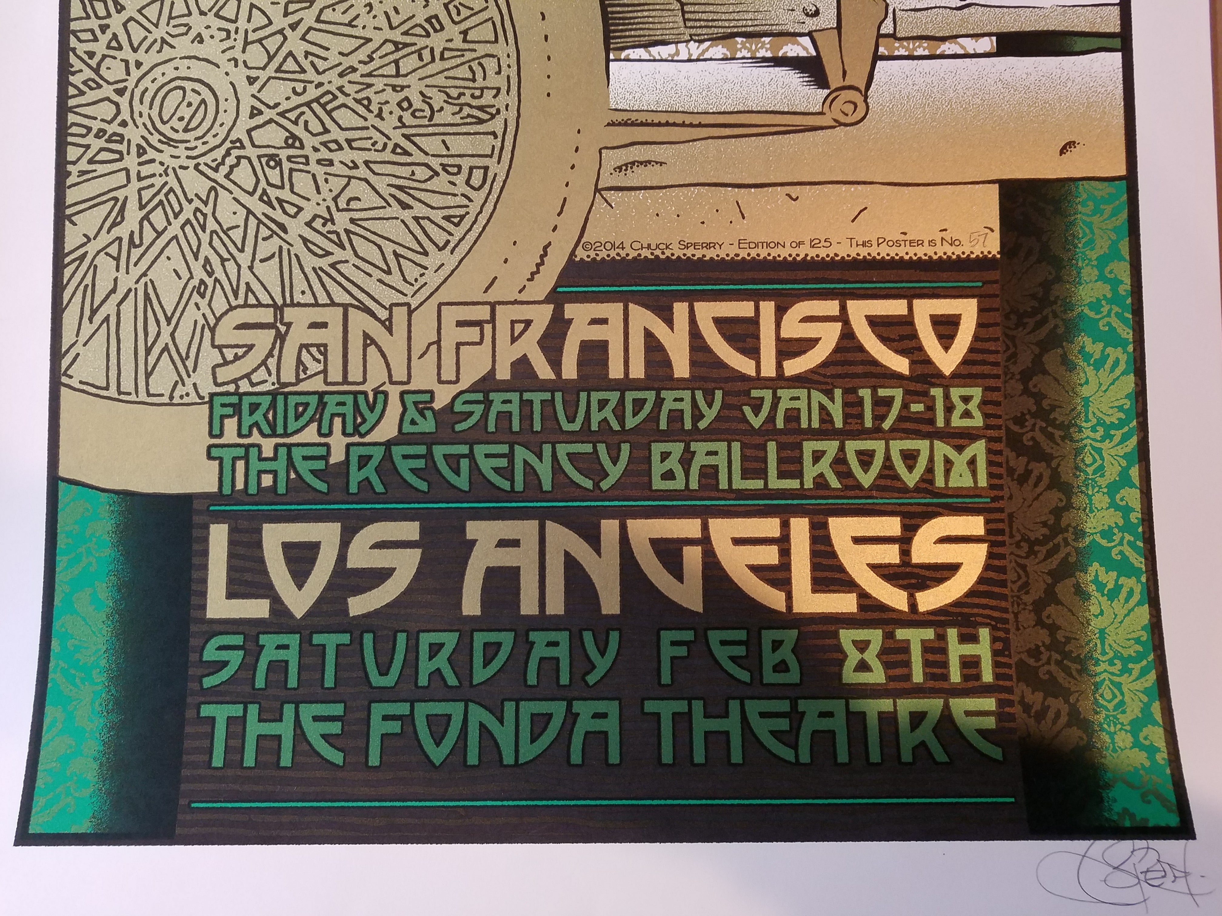 Poster artist:  Chuck Sperry  Edition:  xx/125 s/n  Type:  Screen print  Size:  20" x 58"  Location:  San Francisco, CA  Venue:  Regency Ballroom  Notes:  Check out our other listings for more hard-to-find and out-of-print posters.  Signed and numbered by the artist.