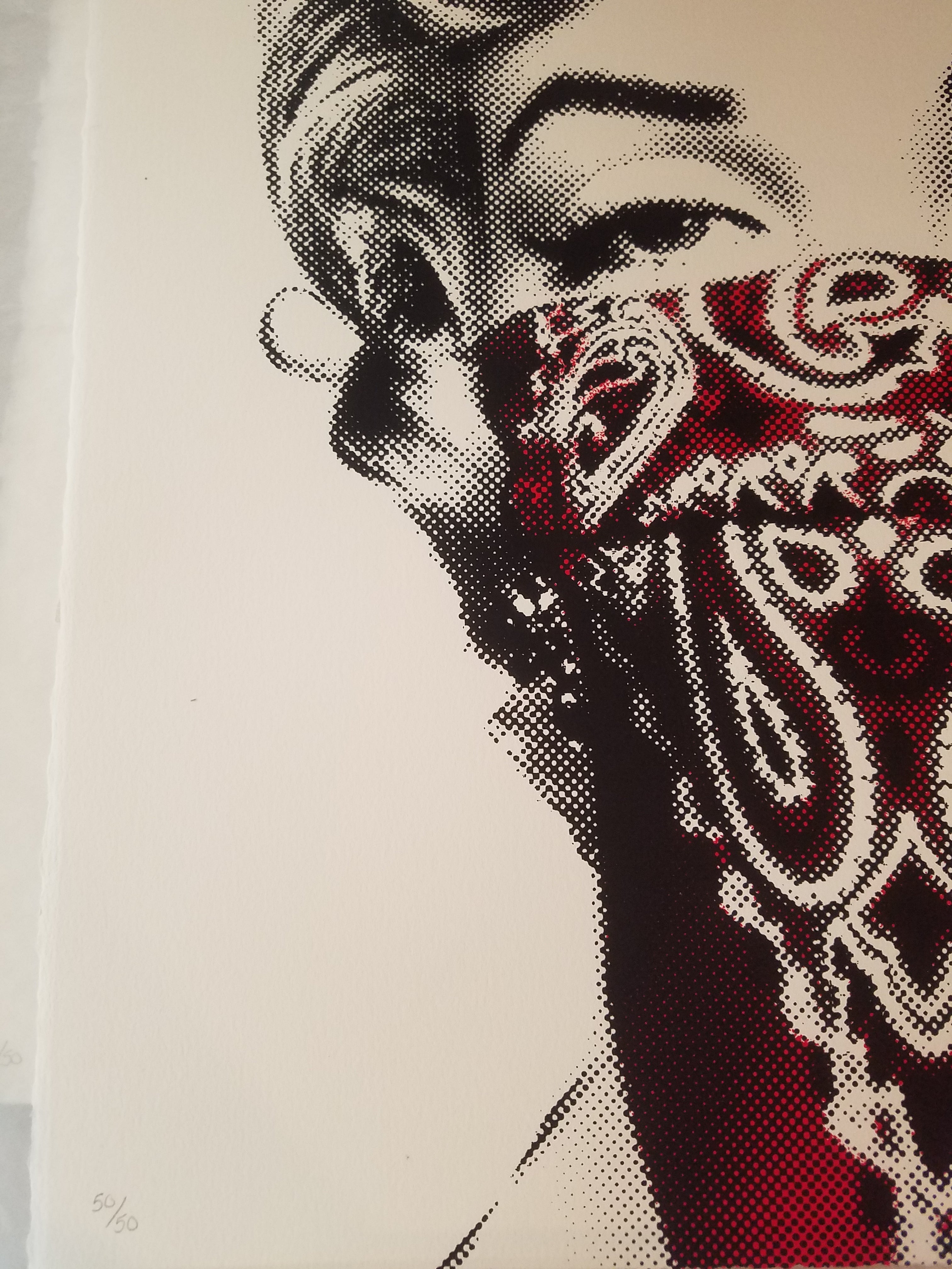 Title:  STAY SAFE RED  Artist:  Mr. Brainwash  Edition:  xx/50  Type:  Two-color screen-print on archival paper  Size:  22" x 22"  Notes:  Limited Edition of 50 Print on paper. In celebration of Marilyn Monroe’s birthday on June 1st, we will be releasing Stay Safe, a new limited edition screen print. Each two-color screen print is hand-torn, signed, and numbered with a thumbprint on the back.  Check out our other listings for more hard-to-find and out-of-print posters.