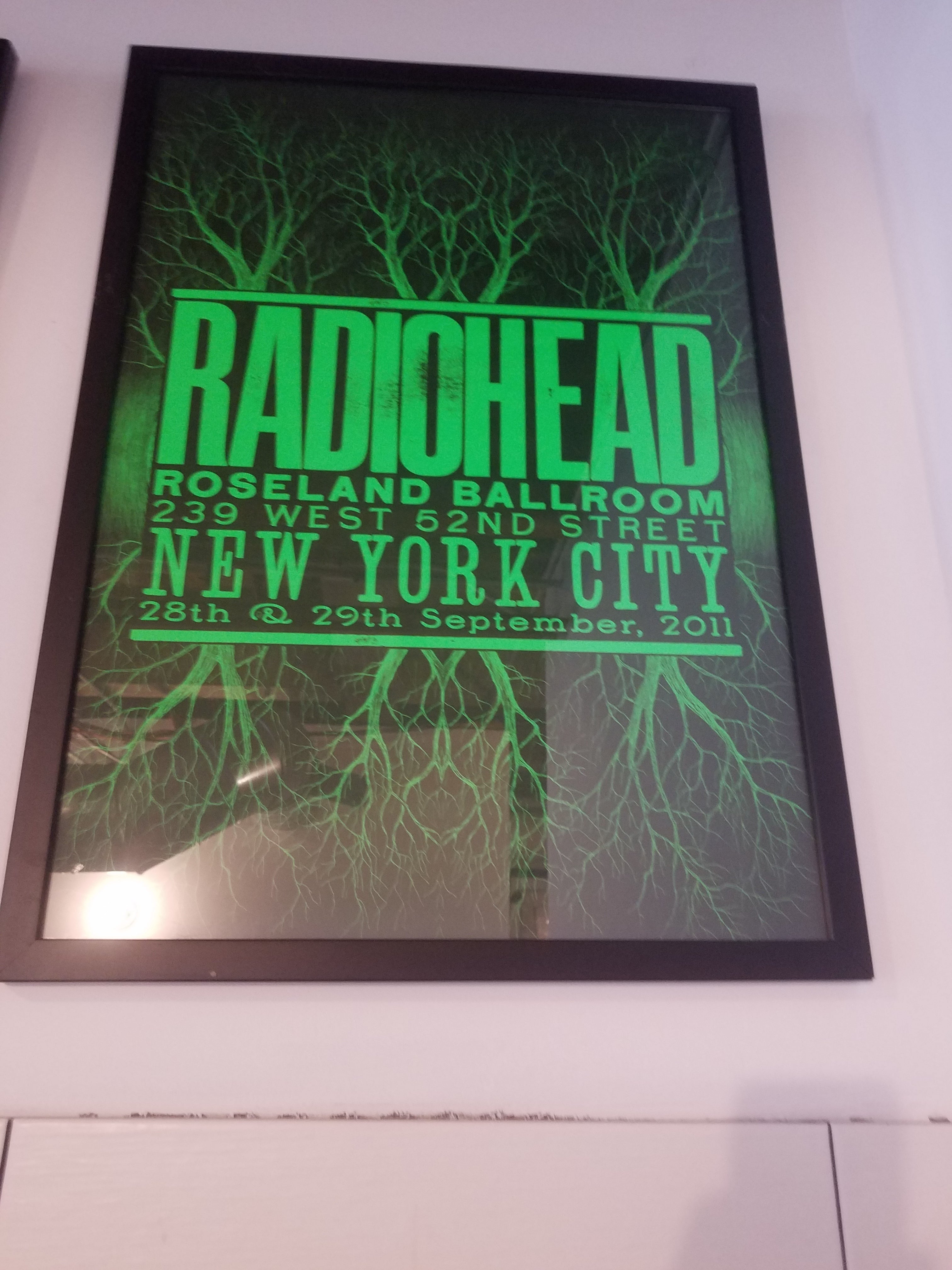 Title: Radiohead (Set of 4, Roseland Ballroom NYC 2011)  Artist: Stanley Donwood  Edition: Set of 4, 2011 Released in limited edition of 150 signed and hand numbered by the artist.  Type: Screen print poster  Size: 16.5" x 23.5"  Location: New York City, NY  Venue: Roseland Ballroom  Notes: Created for the band's shows on 9/28-9/29/11 at the Roseland Ballroom in New York City.
