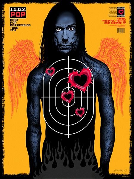 Iggy Pop Screen print Orticanoodles xx/100 s/n Post Pop Depression