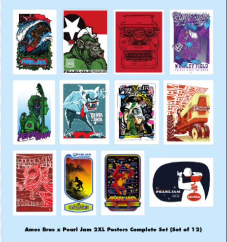 PEARL JAM Ames Bros HOME SHOW 2XL Complete Set of 12 Screenprint Posters S/N xxx/100