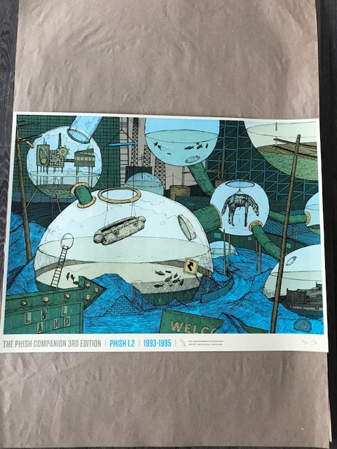TPC3 - Phish 1.2, 1993-1995  Poster artist:  Dan Black, Landland  Edition: The Phish Companion 3rd Limited Edition of 420, Signed and Numbered by the artist  Type: Screen print  Size: 18" x 24"  Notes: The Mockingbird Foundation is the definitive guide to the Phish band and its music