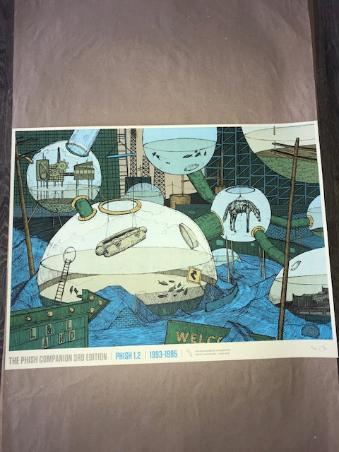 TPC3 - Phish 1.2, 1993-1995  Poster artist:  Dan Black, Landland  Edition: The Phish Companion 3rd Limited Edition of 420, Signed and Numbered by the artist  Type: Screen print  Size: 18" x 24"  Notes: The Mockingbird Foundation is the definitive guide to the Phish band and its music
