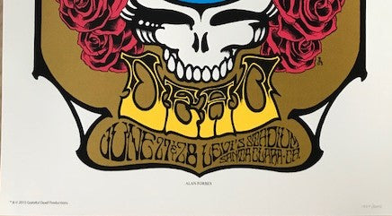 Title:  Grateful Dead Fare Thee Well Steal Your Face  Artist:  Alan Forbes  Edition:  2015 Limited edition run of ONLY 2,015, unsigned, hand-numbered by the artist  Type:  Screen printed poster  Size:  18" x 24"   Venue:  Levi's Stadium  Location:  Santa Clara, CA  Notes:  Fare Thee Well Tour; Celebrating 50 years (1965-2015) The concert was at the Levi's Stadium in Santa Clara, California, June 27th and 28th. Check out our other listings for more hard-to-find and out-of-print posters