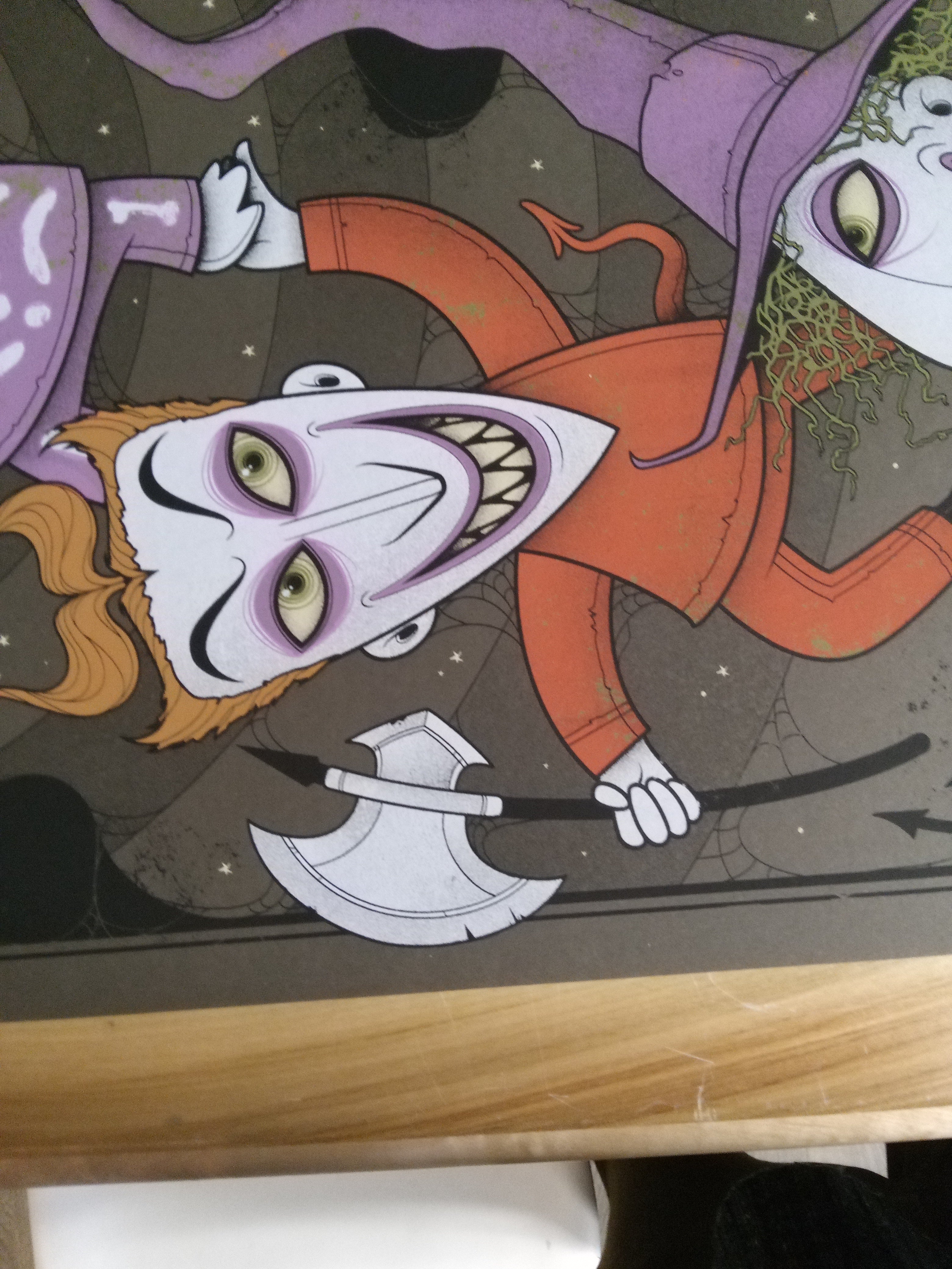 Title: “Nightmare Before Christmas” Poster Artist: Graham Erwin Edition: 390 Type: 6 color screen print Size: 12″ x 36″ Notes: Released as part of Mondo’s “Nothing’s Impossible” Disney Show.  Printed on 100# French Paper.