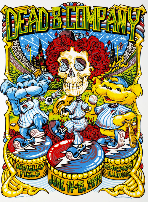 Dead & Company Wrigley Field Collaboration Foil print.  You are purchasing the set of TWO prints.  Both prints are pictured and signed by both artists. 