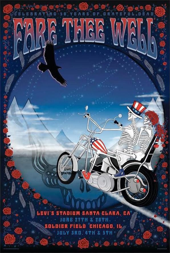 Grateful Dead - Taylor Swope -2015 - Fare Thee Well Poster: Chopper Skyline