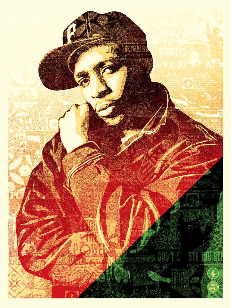 Shepard Fairey and Janette Beckmman Public Enemy Chuck D Collage Screen Print