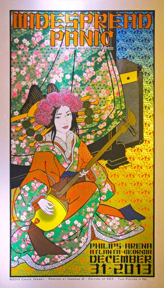 Chuck Sperry Widespread Panic Screen Print Poster xx/12 GOLD Atlanta 12/31