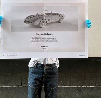 "Fictional Advertisements" by Daniel Arsham June 25 - August 7, 2021 Set of Five Prints, Limited Edition of 250, Signed by the artist Published by Library Street Collective and produced on the occasion of Daniel Arsham’s exhibition Turning Wrenches at Library Street Collective, Detroit (June 25 - August 7, 2021). prints are rolled in kraft paper and shipped in a sturdy cardboard tube protected with bubble wrap on each end of the inside.