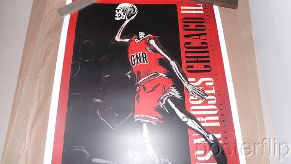 Title: "Guns N Roses United Center" Chicago Bulls Michael Jordan  Edition: xx/300  Type: Screen Print  Size: 18"x24"  Location: Chicago, IL  Venue: United Center  Notes: From the concert which took place on November 6th, 2017  Print is stored flat in very good condition. Following purchase, prints are rolled in archival paper and shipped with bubble wrap in sturdy cardboard tubes.  Check out our other listings for more hard-to-find and out-of-print posters.