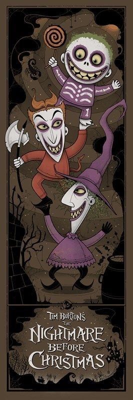 Title: “Nightmare Before Christmas” Poster Artist: Graham Erwin Edition: 390 Type: 6 color screen print Size: 12″ x 36″ Notes: Released as part of Mondo’s “Nothing’s Impossible” Disney Show.  Printed on 100# French Paper.