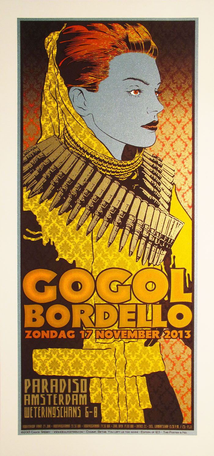 Chuck Sperry Gogol Bordello Paradiso Amsterdam 2013 Poster signed numbered