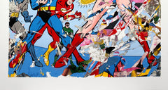 Title:  Justice League Wonder Woman  Artist:  Mr. Brainwash  Edition:  xx/100    Type:  Ten color screen-print on hand torn archival paper.  Size:  34" x 47"  Notes:  Each screen print is signed and numbered, with a thumb print on the back by the artist.