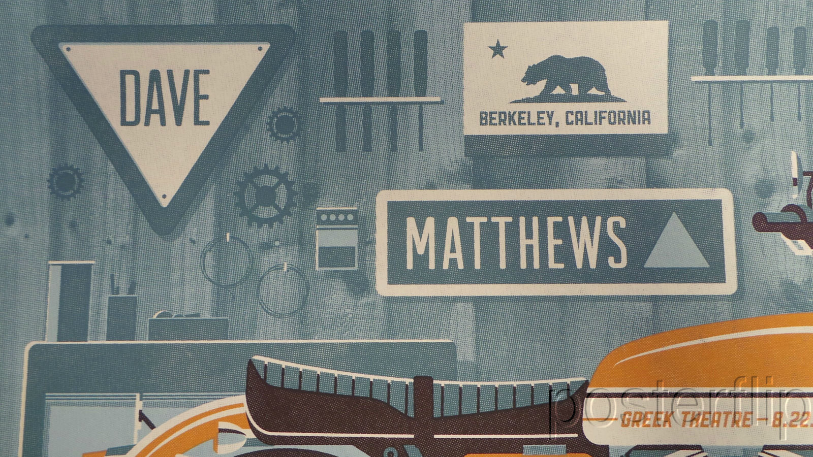 Dave Matthews Band - Berkeley CA 2014.  4-color print commemorating 8/22/2014 show by DKNG.