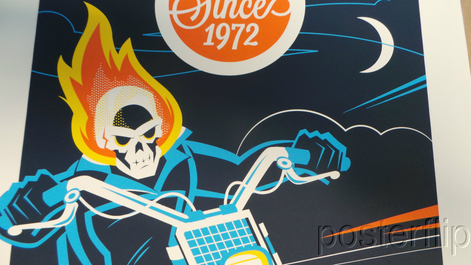 Title:  Ghost Rider  Artist:  Dave Perillo  Edition:  xx/225  Type: Screen print poster  Size:  12" x 24"  Notes:  Released by Grey Matter Art in 2015.  Inspired by the iconic Marvel comic book superhero.  Print is stored flat in very good condition. Following purchase, prints are rolled in archival paper and shipped with bubble wrap in sturdy cardboard tubes.  Check out our other listings for more hard-to-find and out-of-print posters.